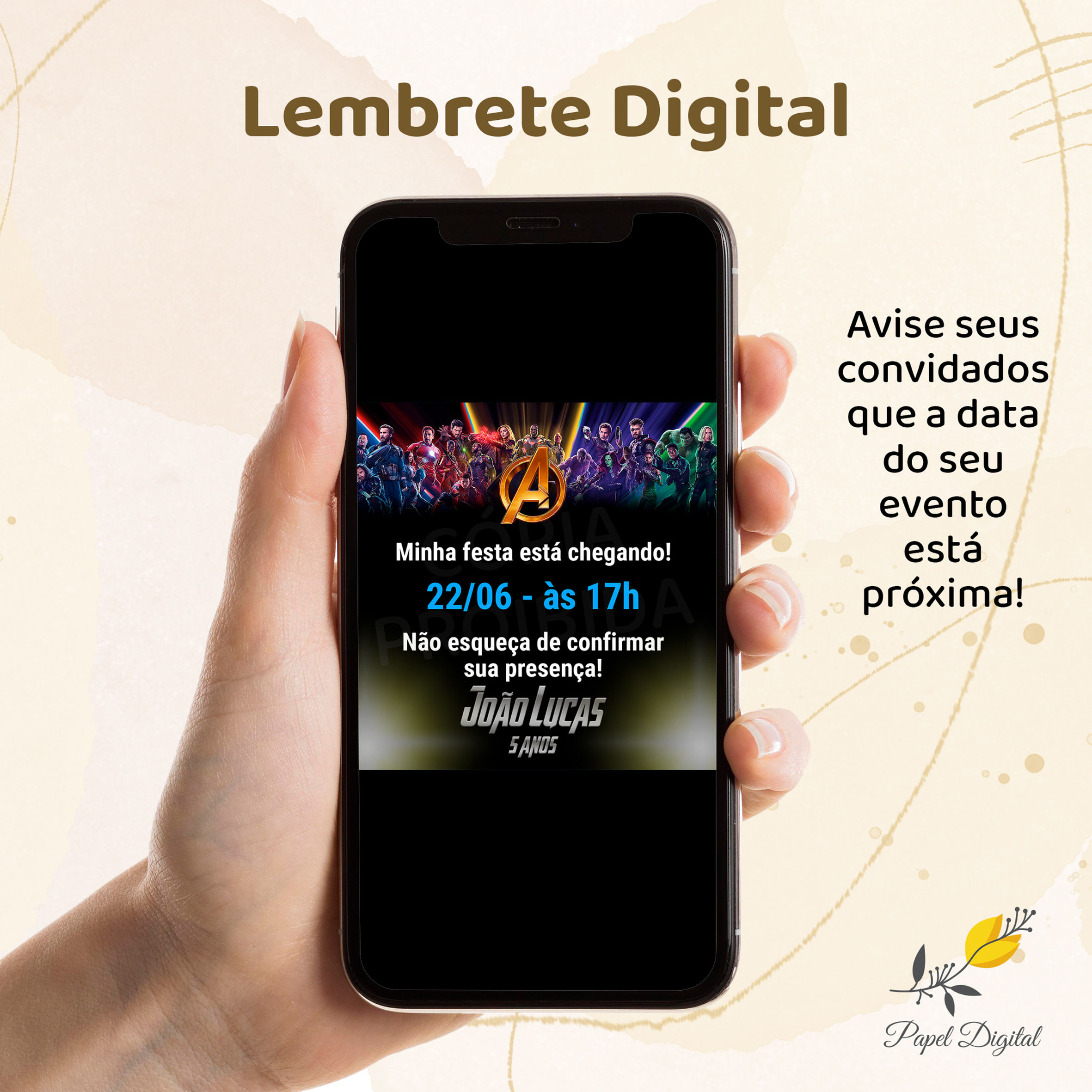 Lembrete Vingadores Modelo 2