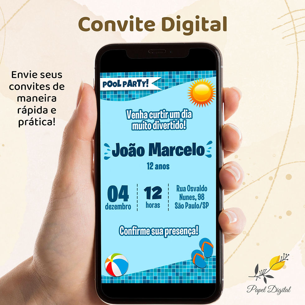 Convite Digital Festa na Piscina Modelo 2