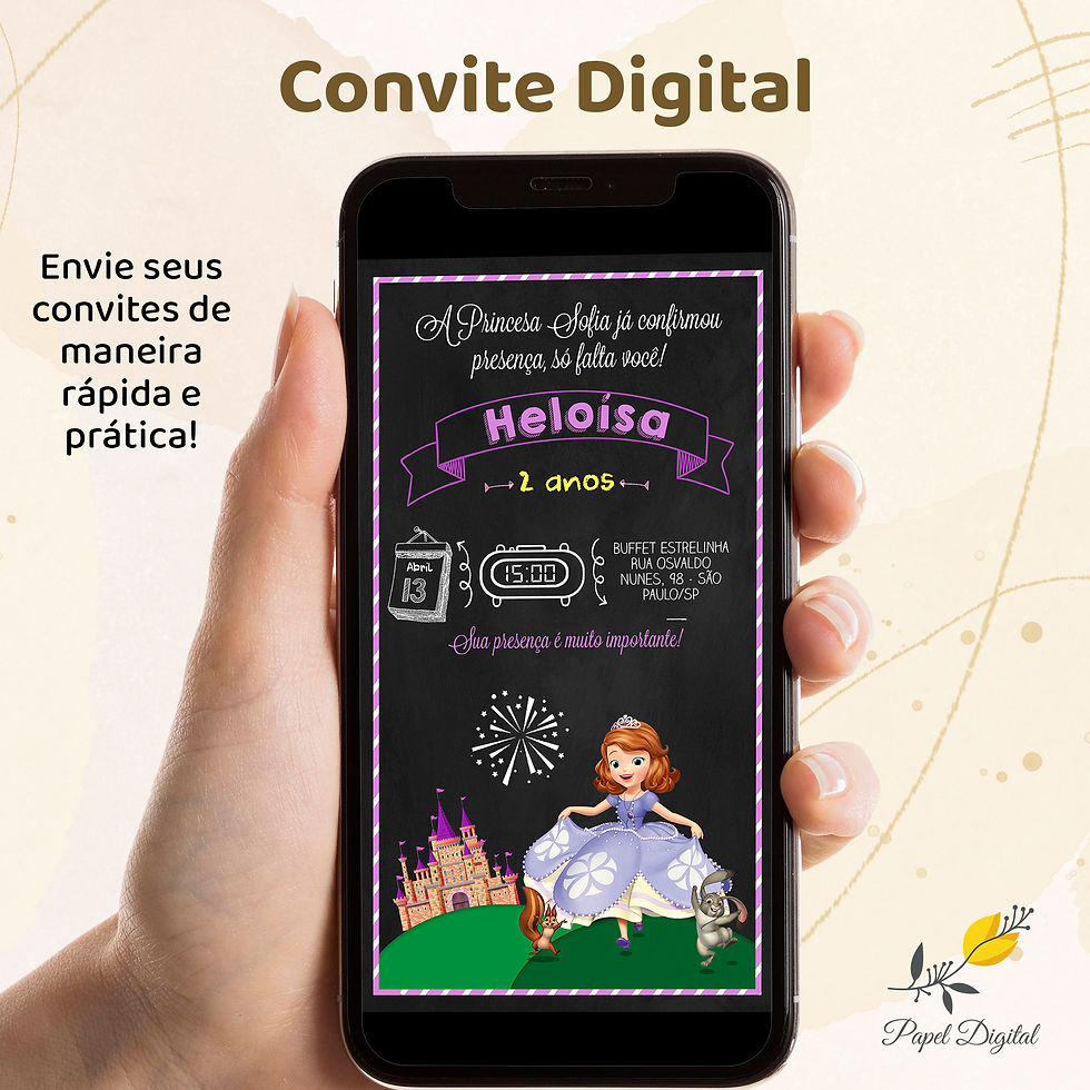 Convite Digital Princesa Sofia Modelo 1