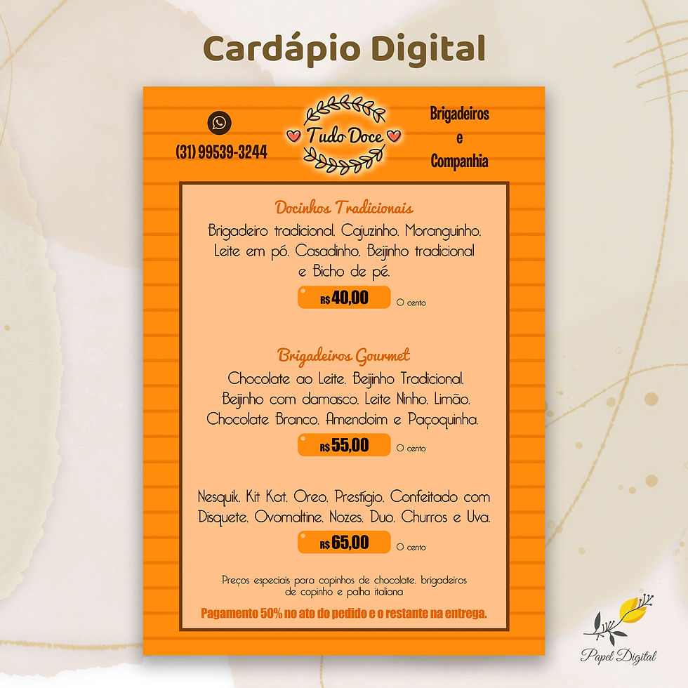 Cardápio Digital Modelo 13