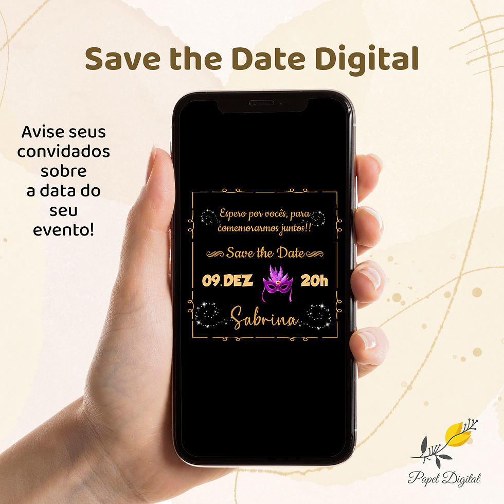 Save the Date Festa à Fantasia Modelo 3