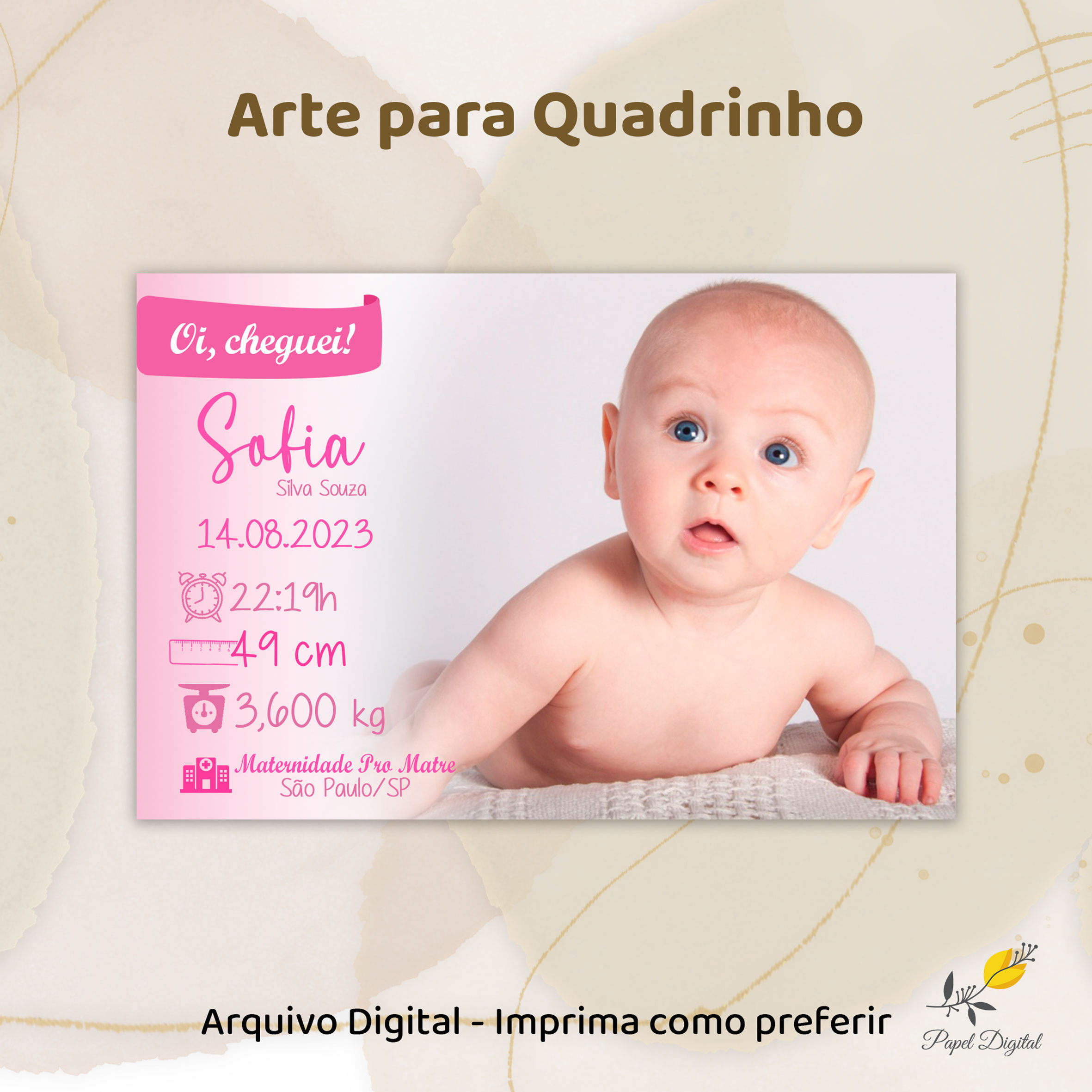 Arte Dados do Bebê Modelo 10