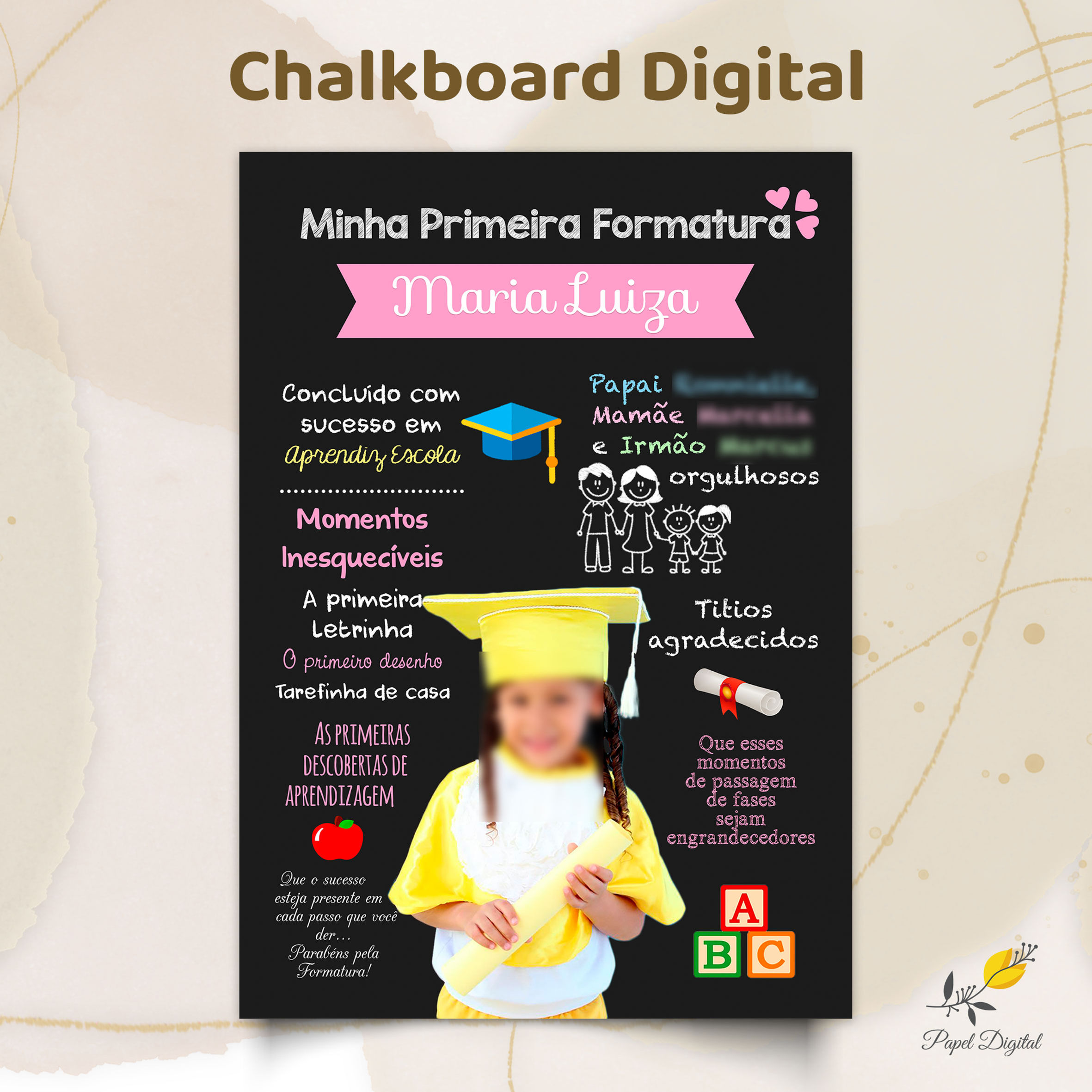 Chalkboard Digital Formatura Modelo 4