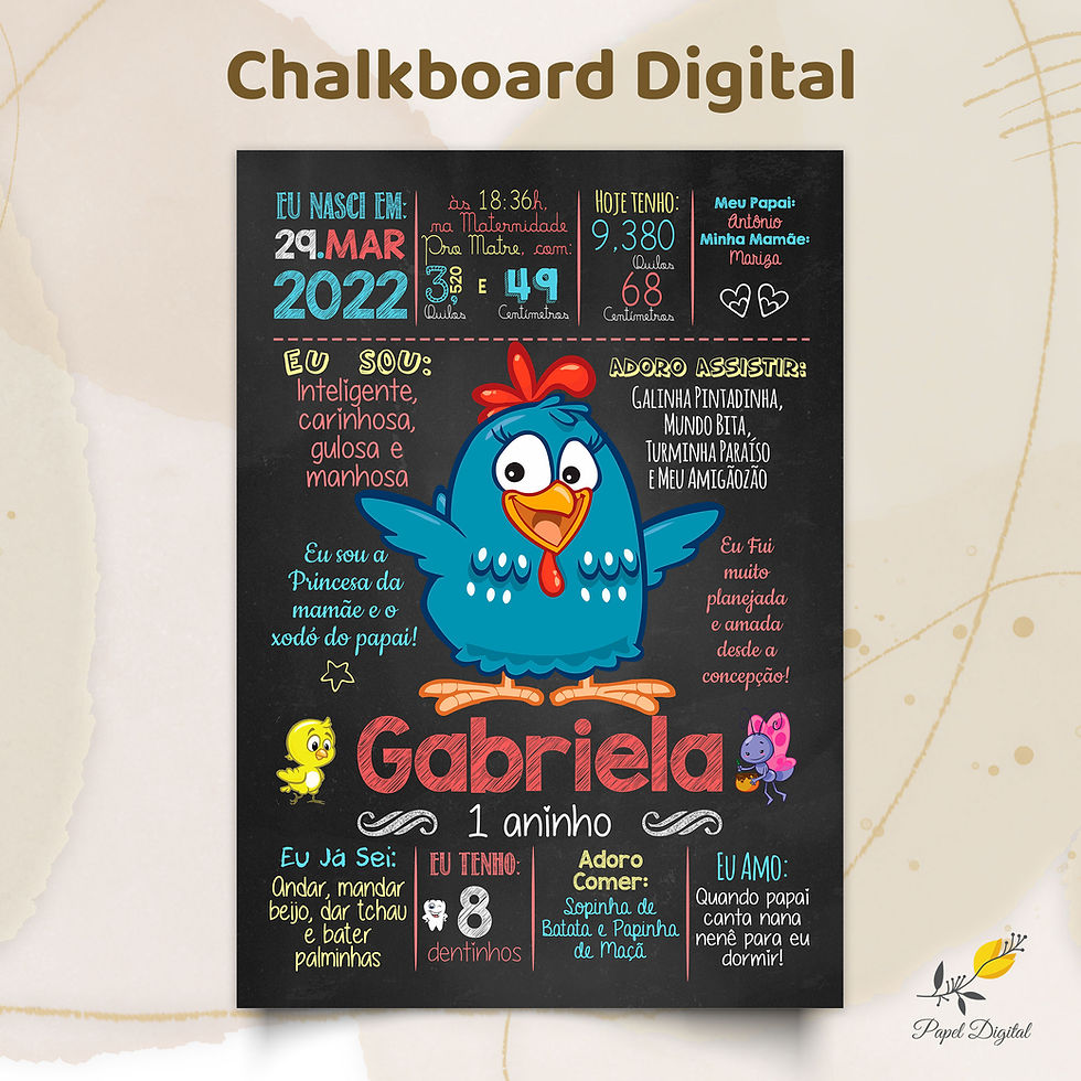 Chalkboard Digital Galinha Pintadinha Modelo 3