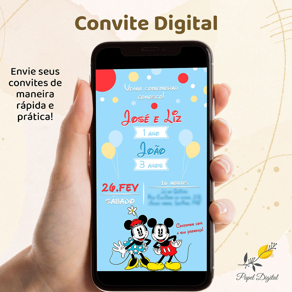 Miniatura: Convite Digital Mickey Modelo 13