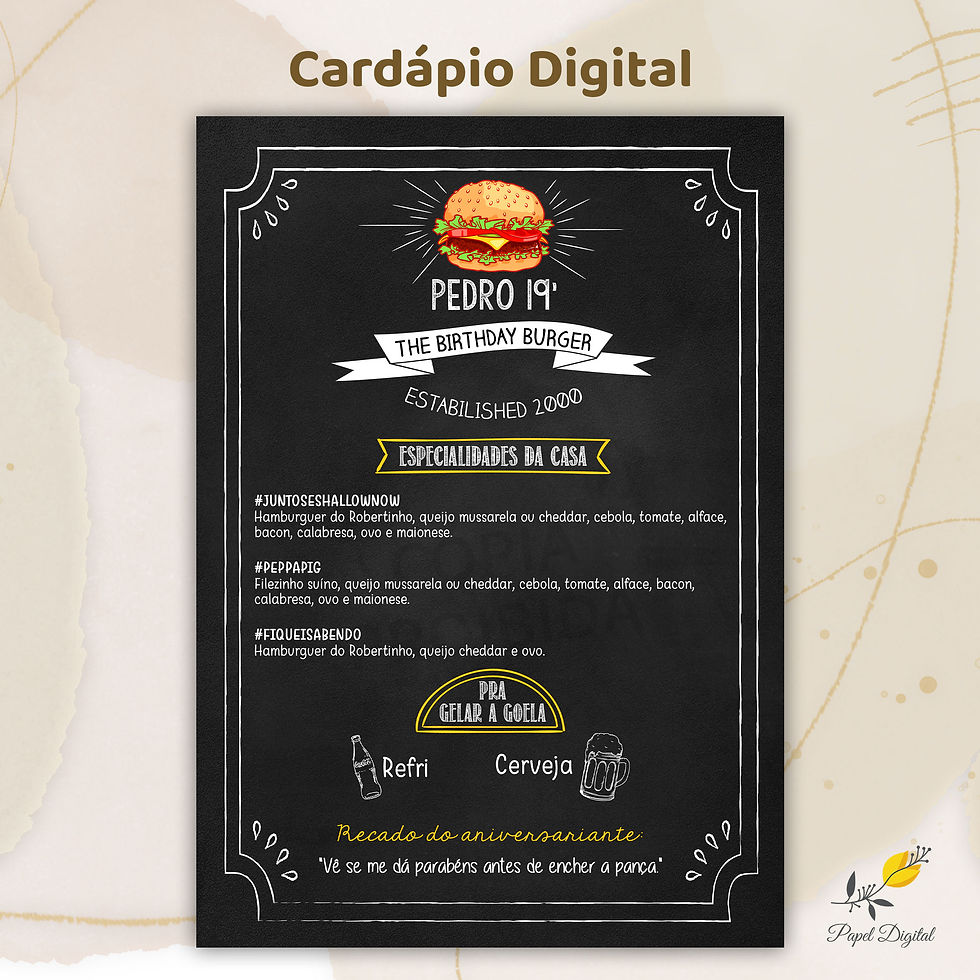 Cardápio para Festa Modelo 1