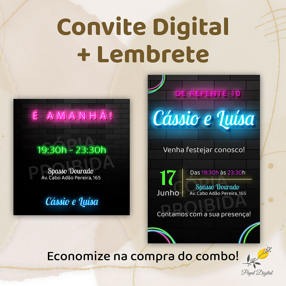 Miniatura: Convite + Lembrete Neon
