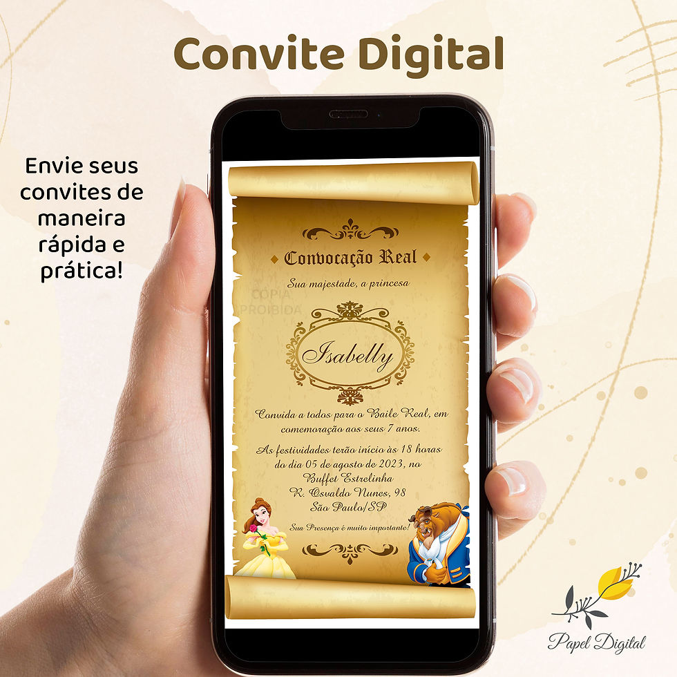 Convite Digital A Bela e a Fera Modelo 3