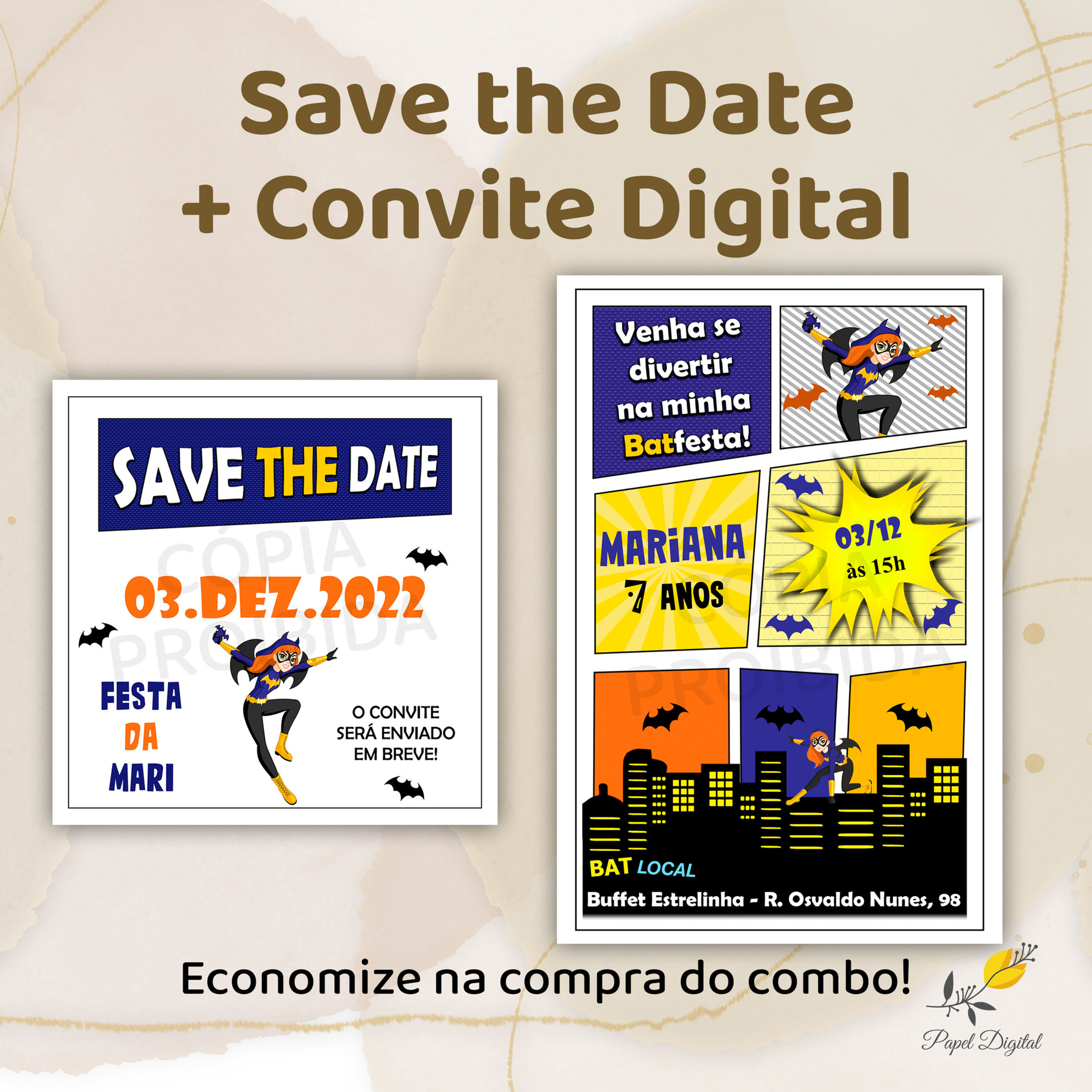Convite + Save the Date BatGirl
