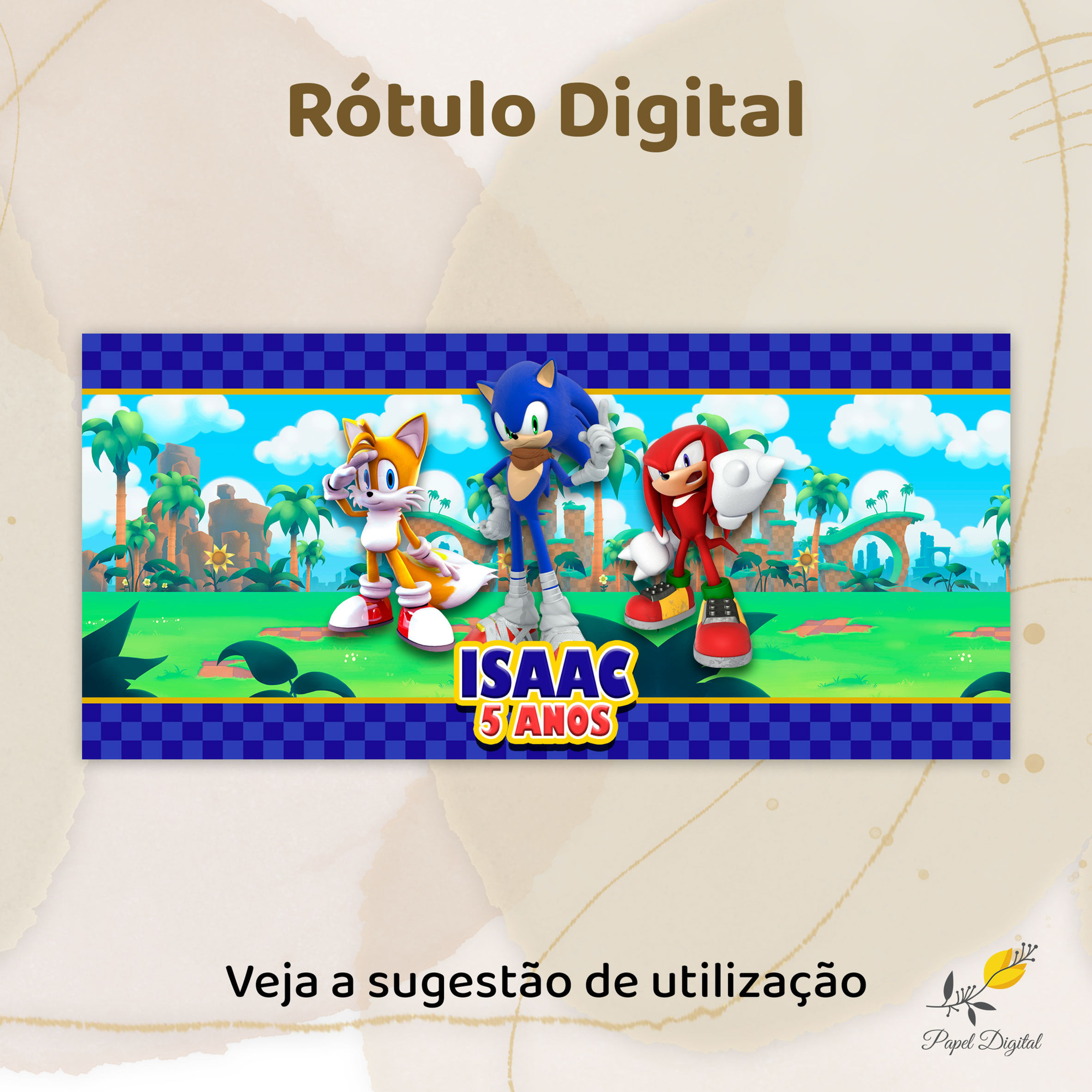 Rótulo Digital Cofrinho ou Caneca Sonic