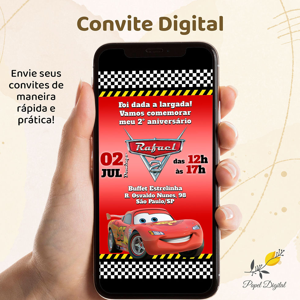 Convite Digital Carros Modelo 3
