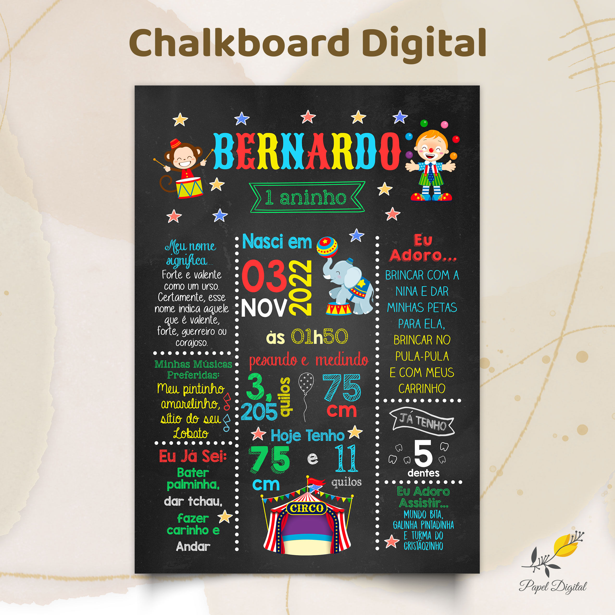 Chalkboard Digital Circo Modelo 1