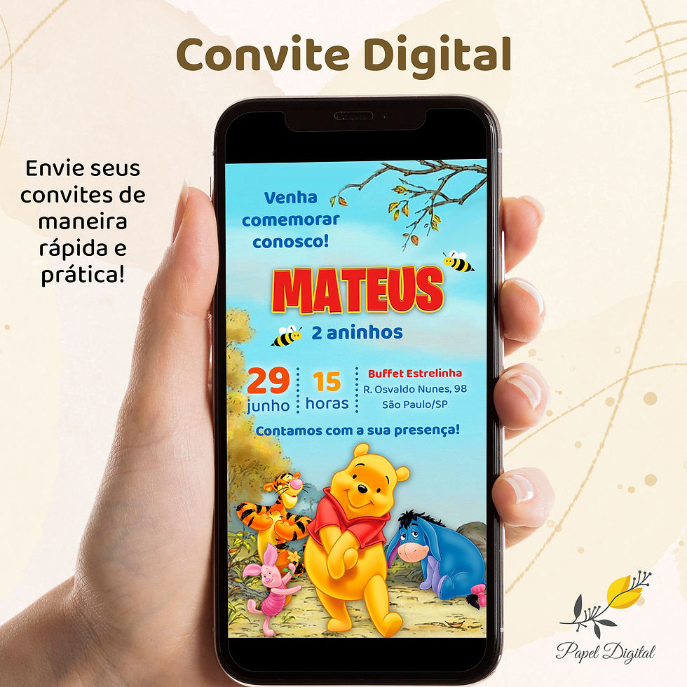 Convite Digital Pooh Modelo 2