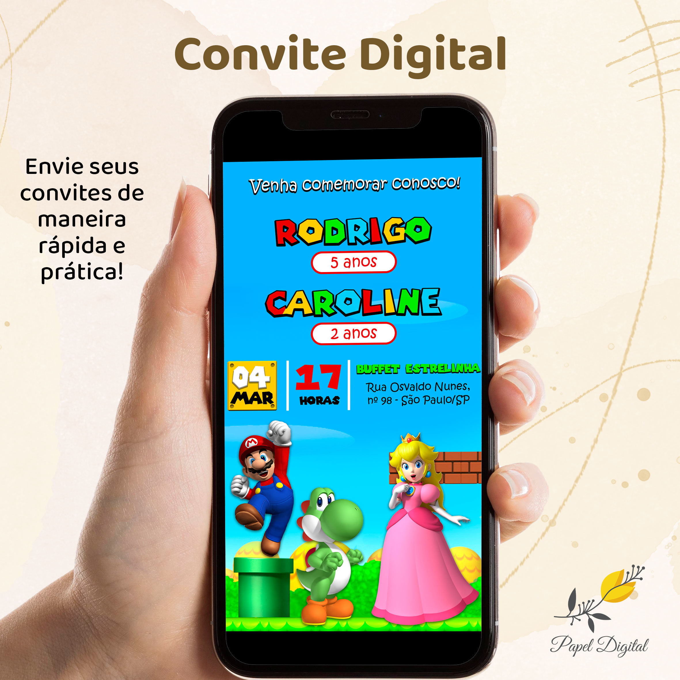Convite Digital Super Mario Modelo 2