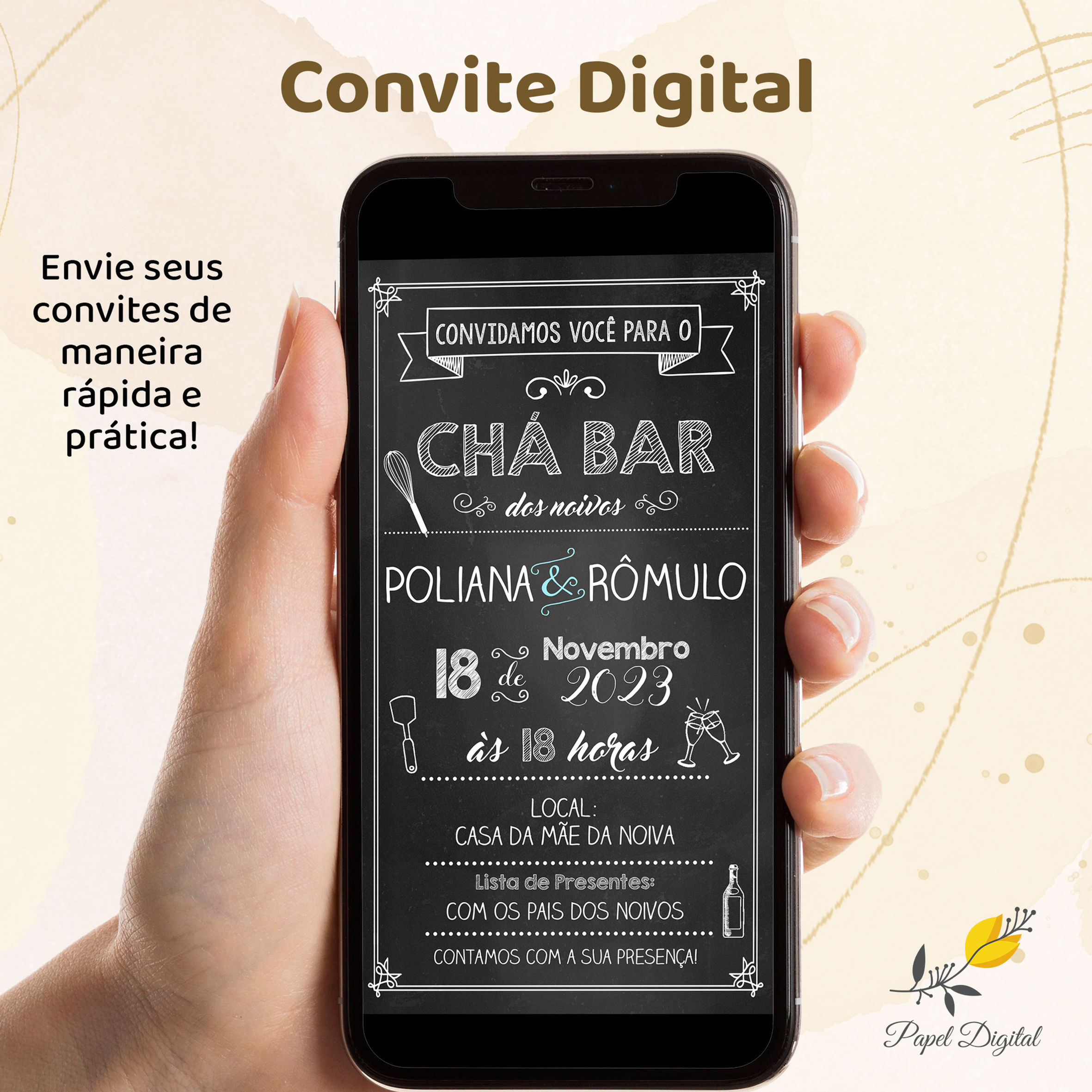 Convite Digital Chá Bar Modelo 2