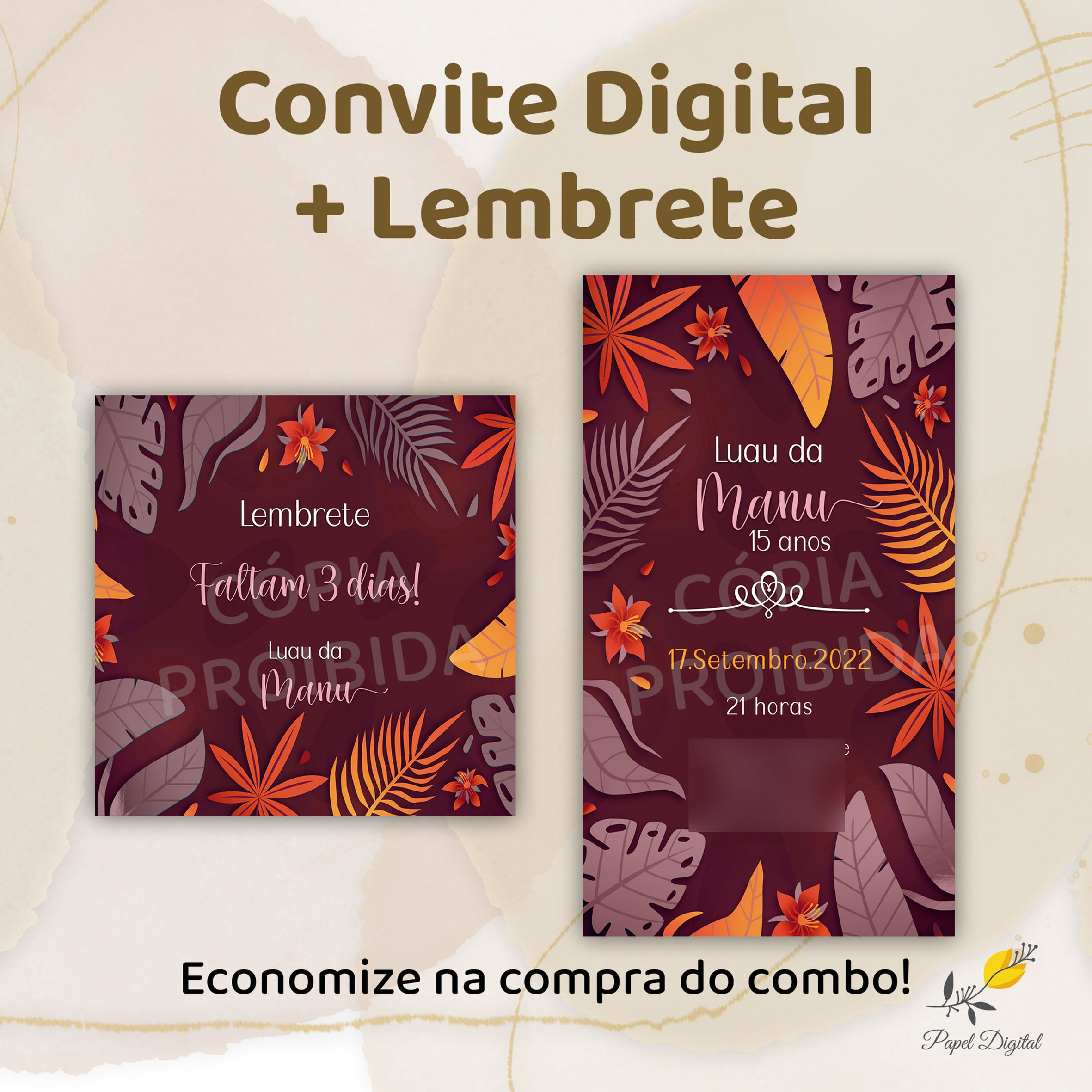 Convite + Lembrete Luau