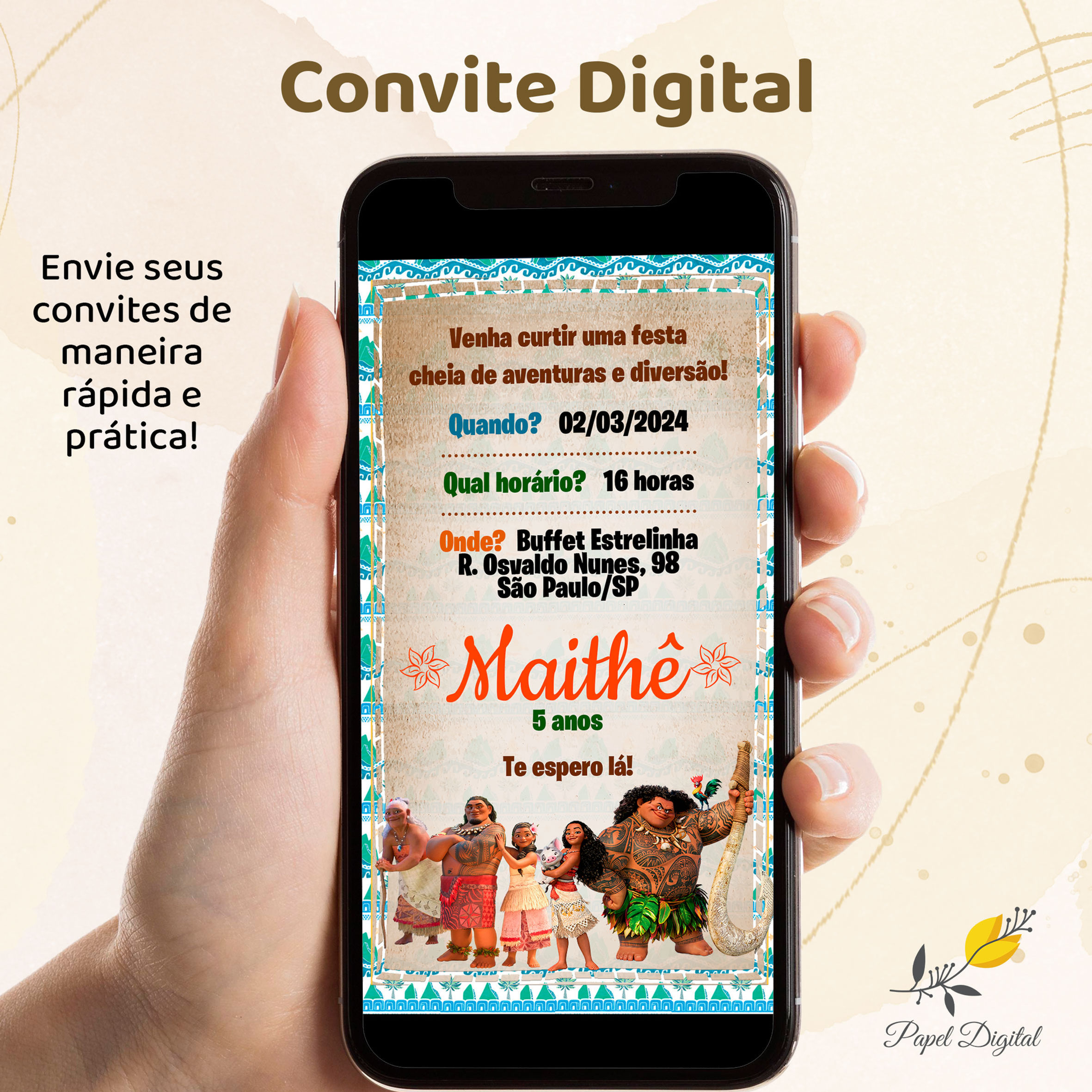 Convite Digital Moana Modelo 5