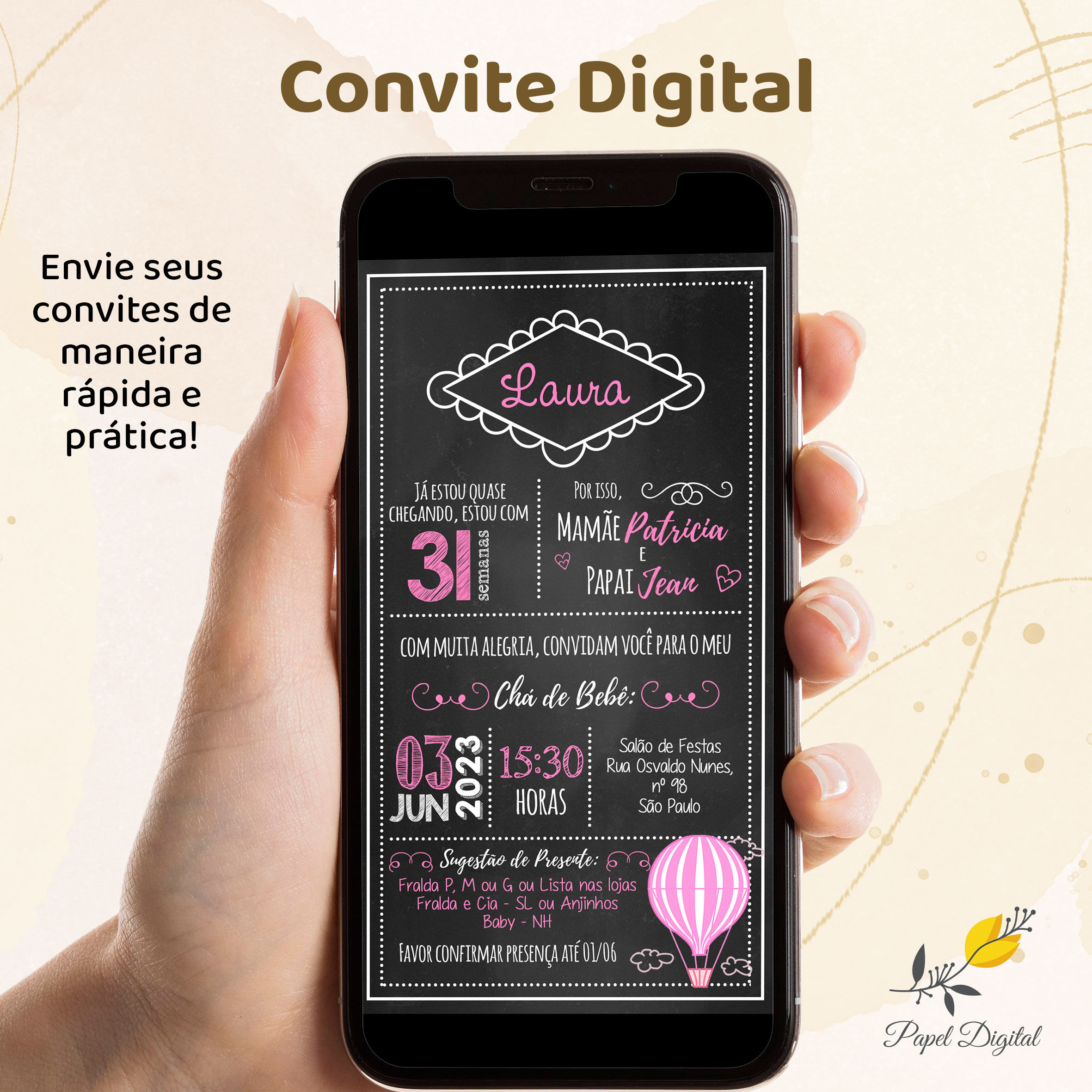 Convite Digital Chá de Bebê Modelo 2
