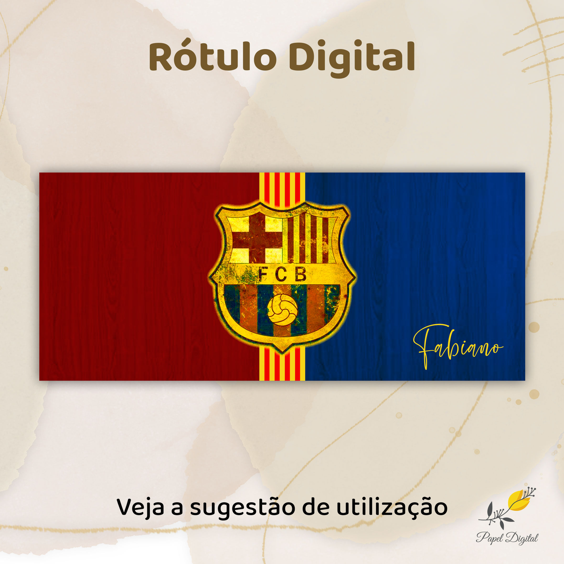 Rótulo Digital Cofrinho ou Caneca Barcelona Modelo 2