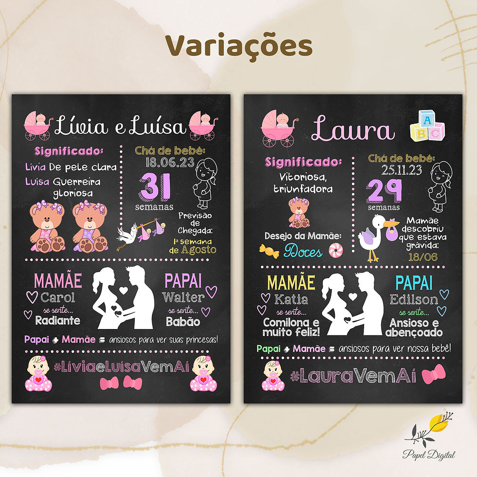 Miniatura: Chalkboard Digital Chá de Bebê Modelo 1