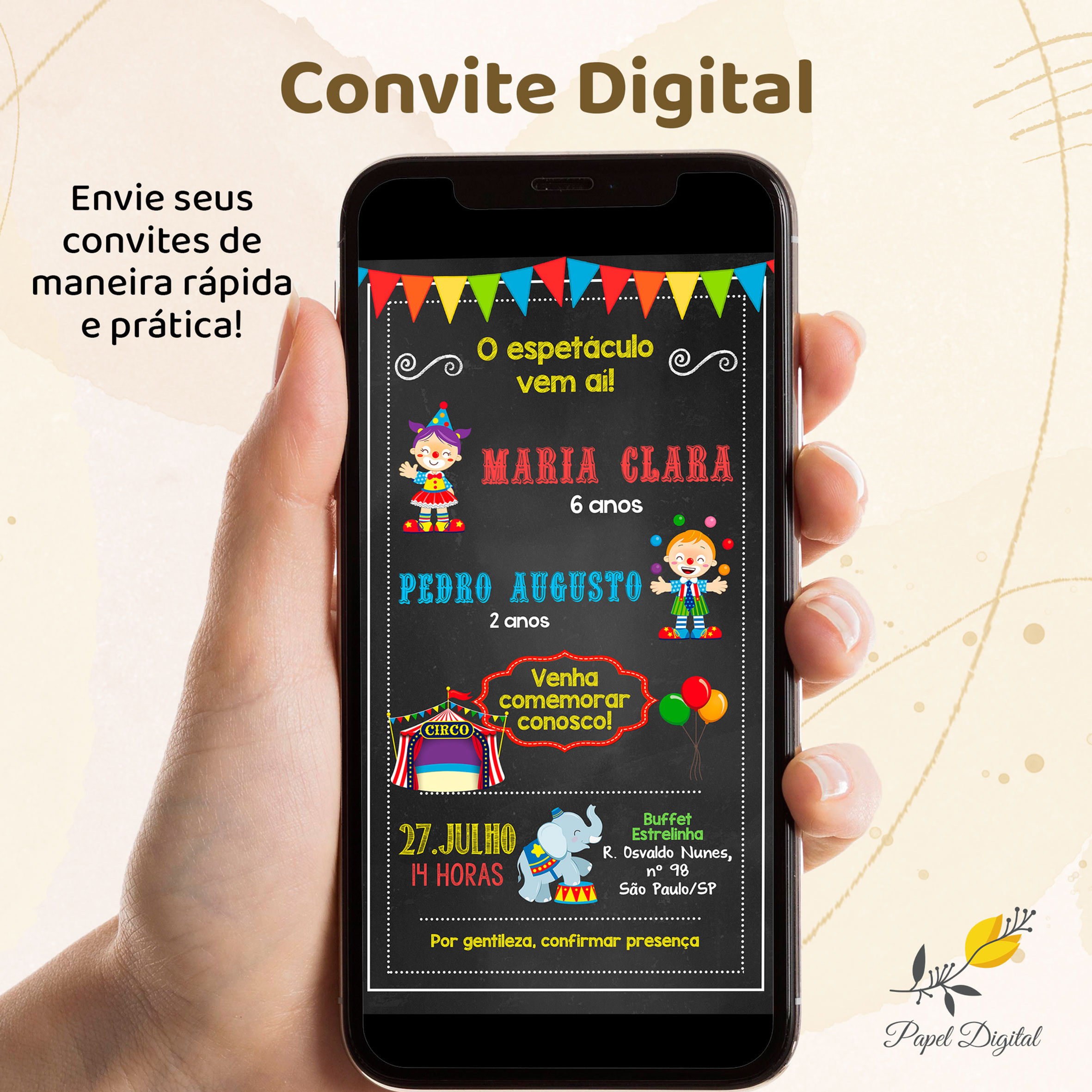 Convite Digital Circo Modelo 6