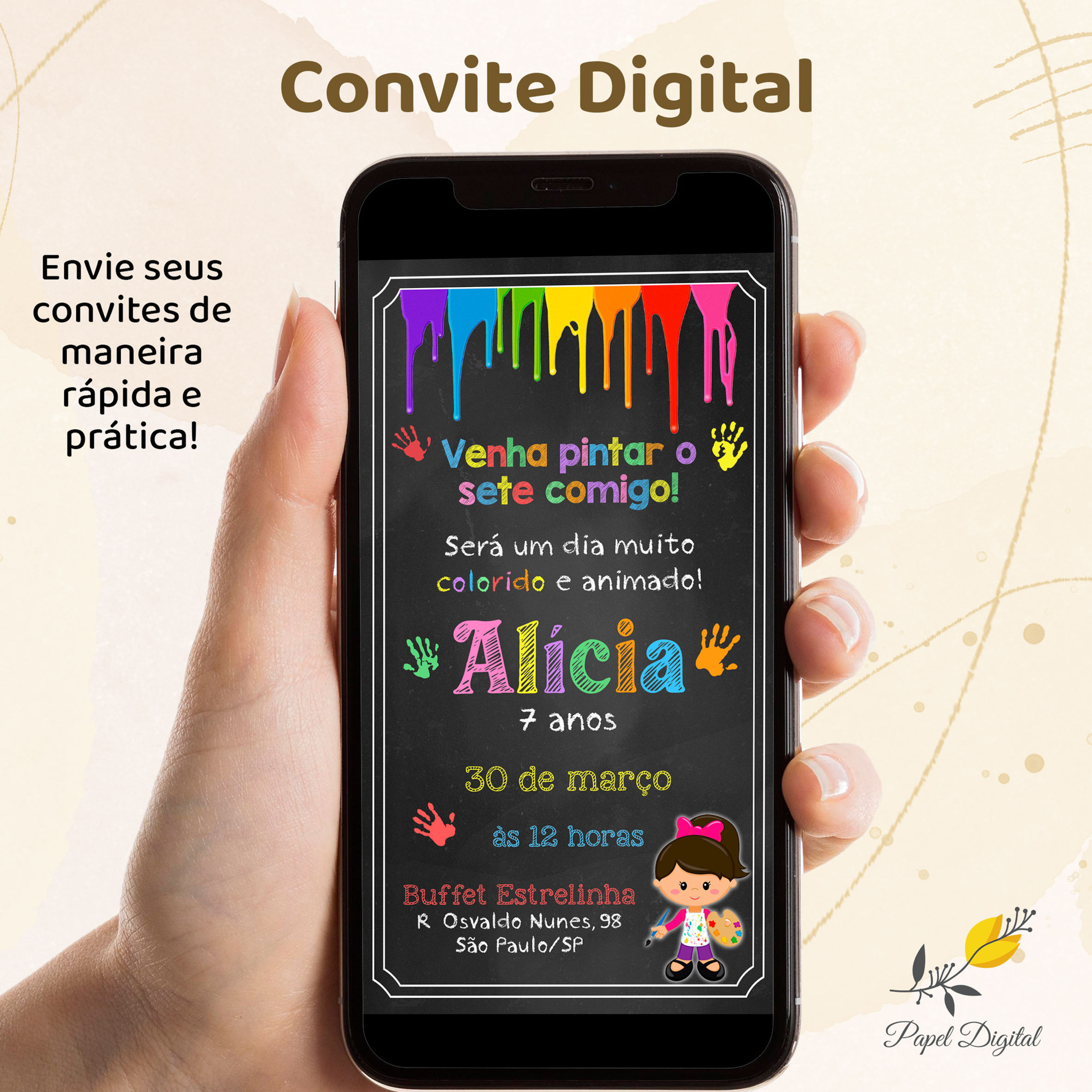 Convite Digital Pintando o Sete Modelo 1
