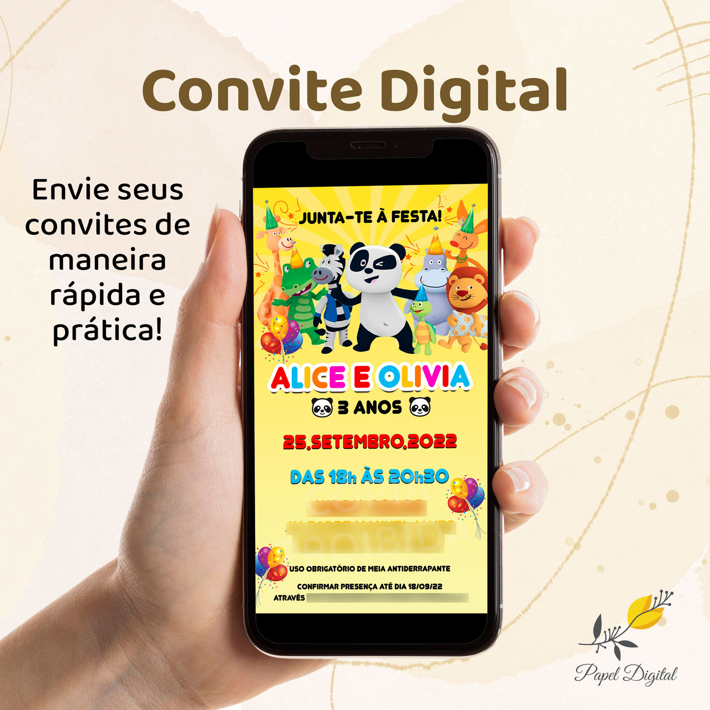 Convite Digital Panda e os Caricas