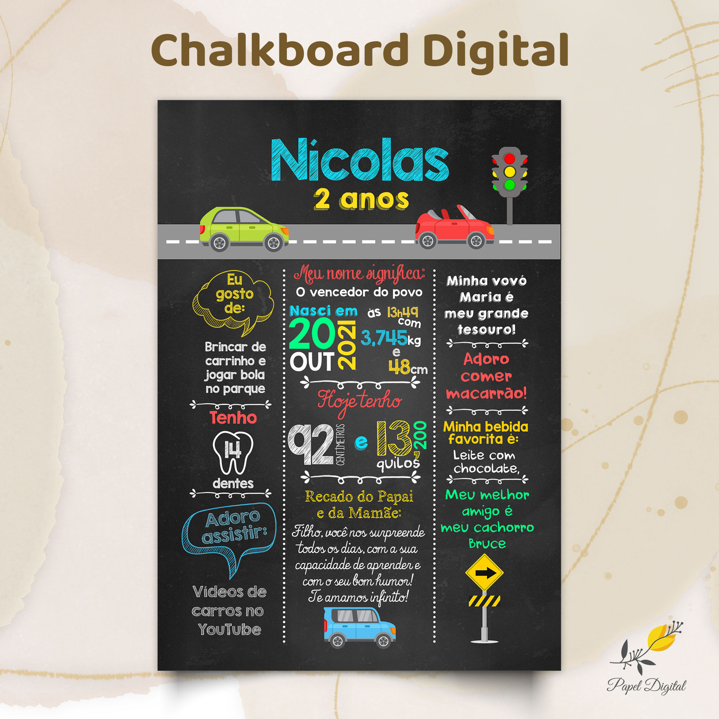 Chalkboard Digital Carrinhos