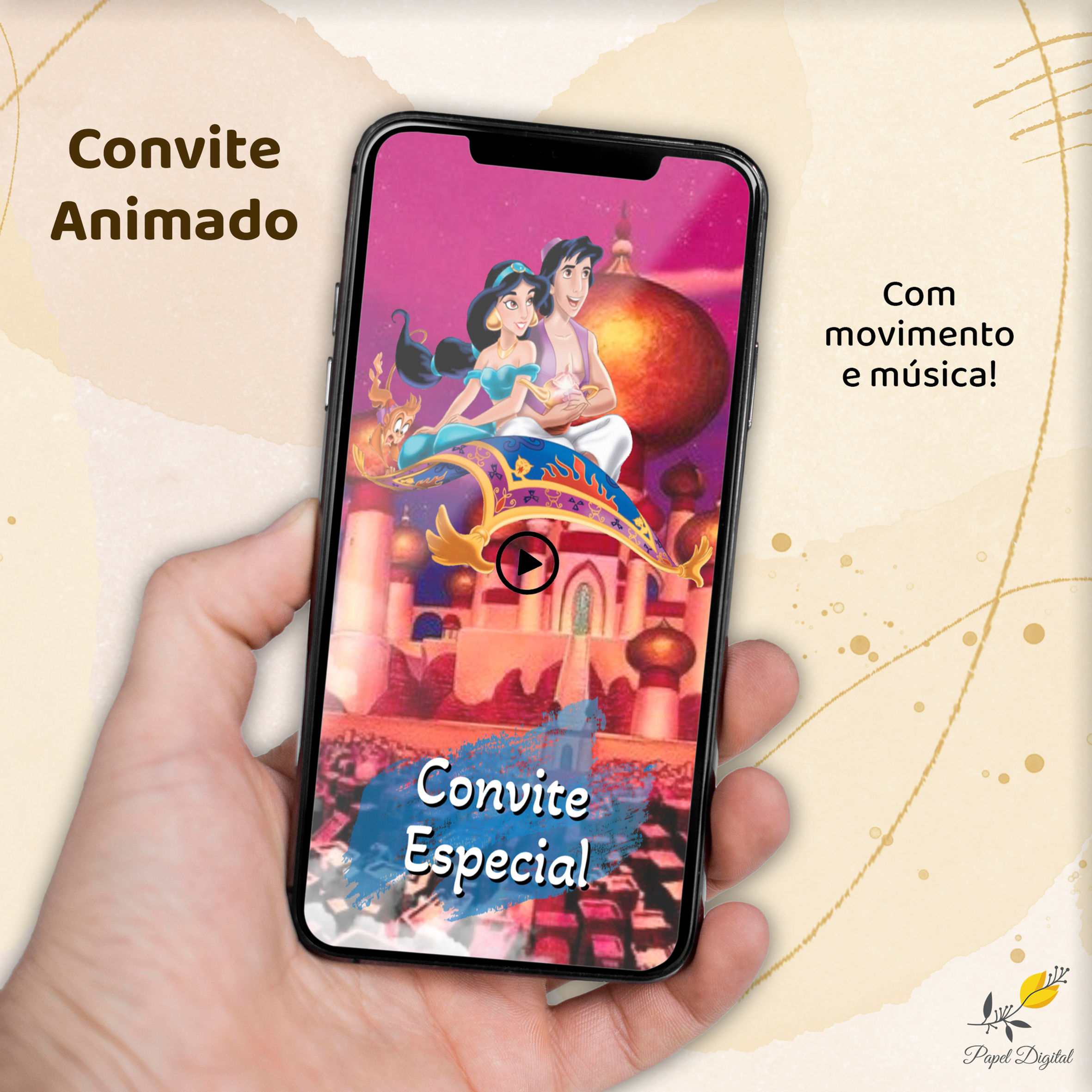 Convite Animado Aladdin