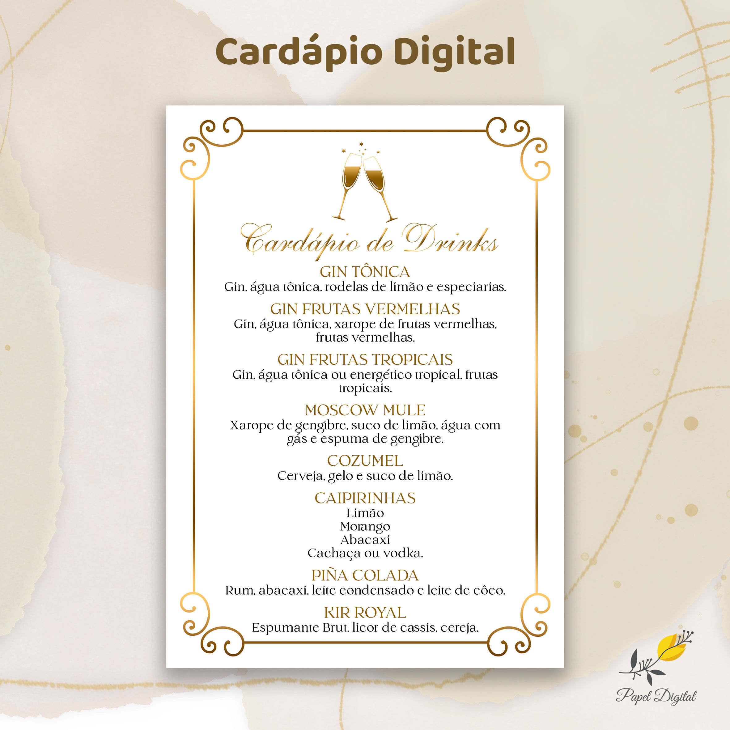 Cardápio Digital Drinks Reveillon