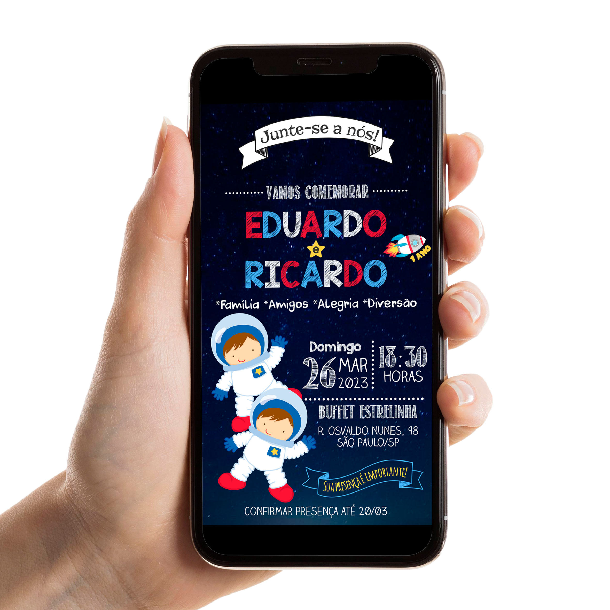Convite Digital Astronauta Modelo 2