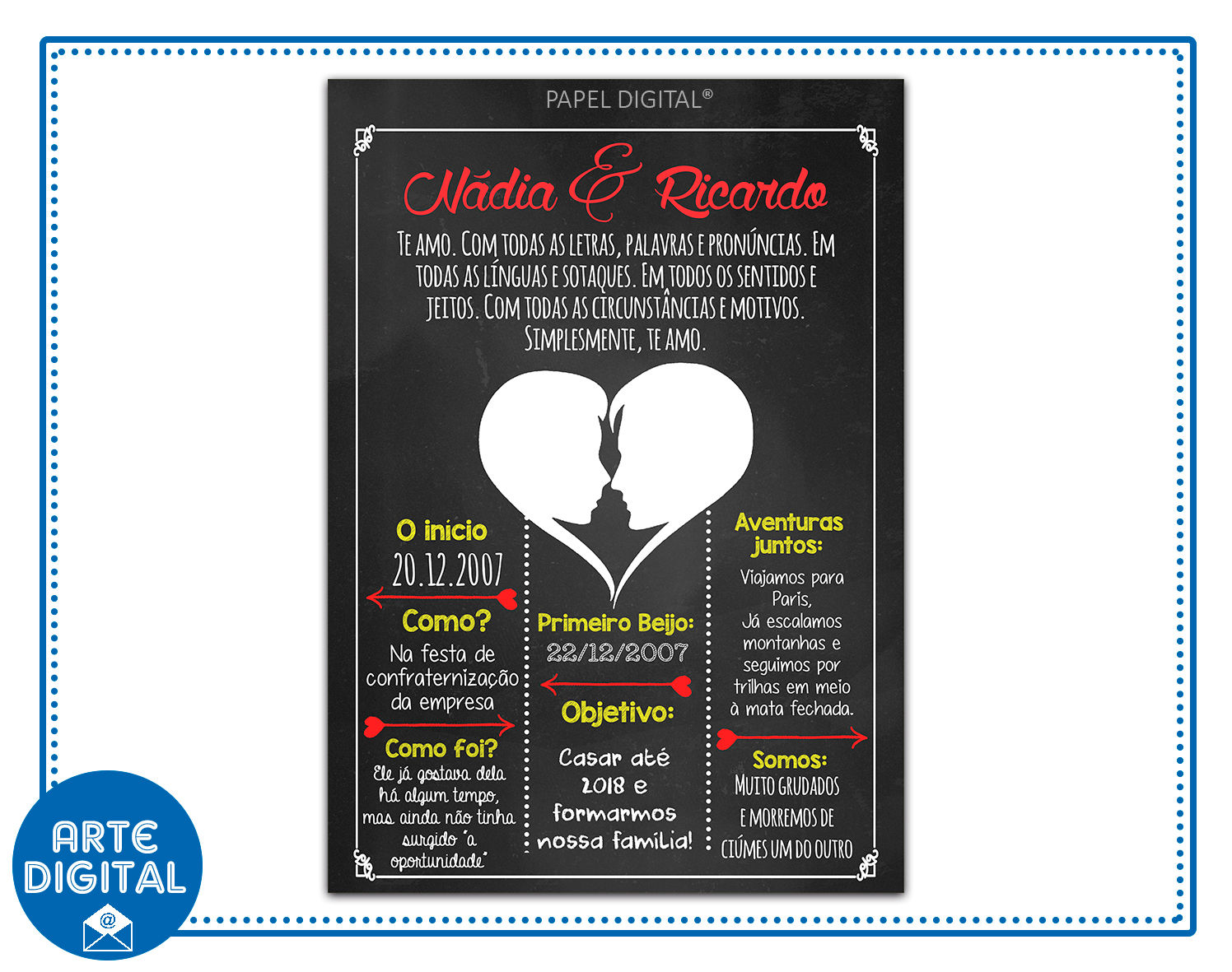 Chalkboard Digital Dia dos Namorados Modelo 2