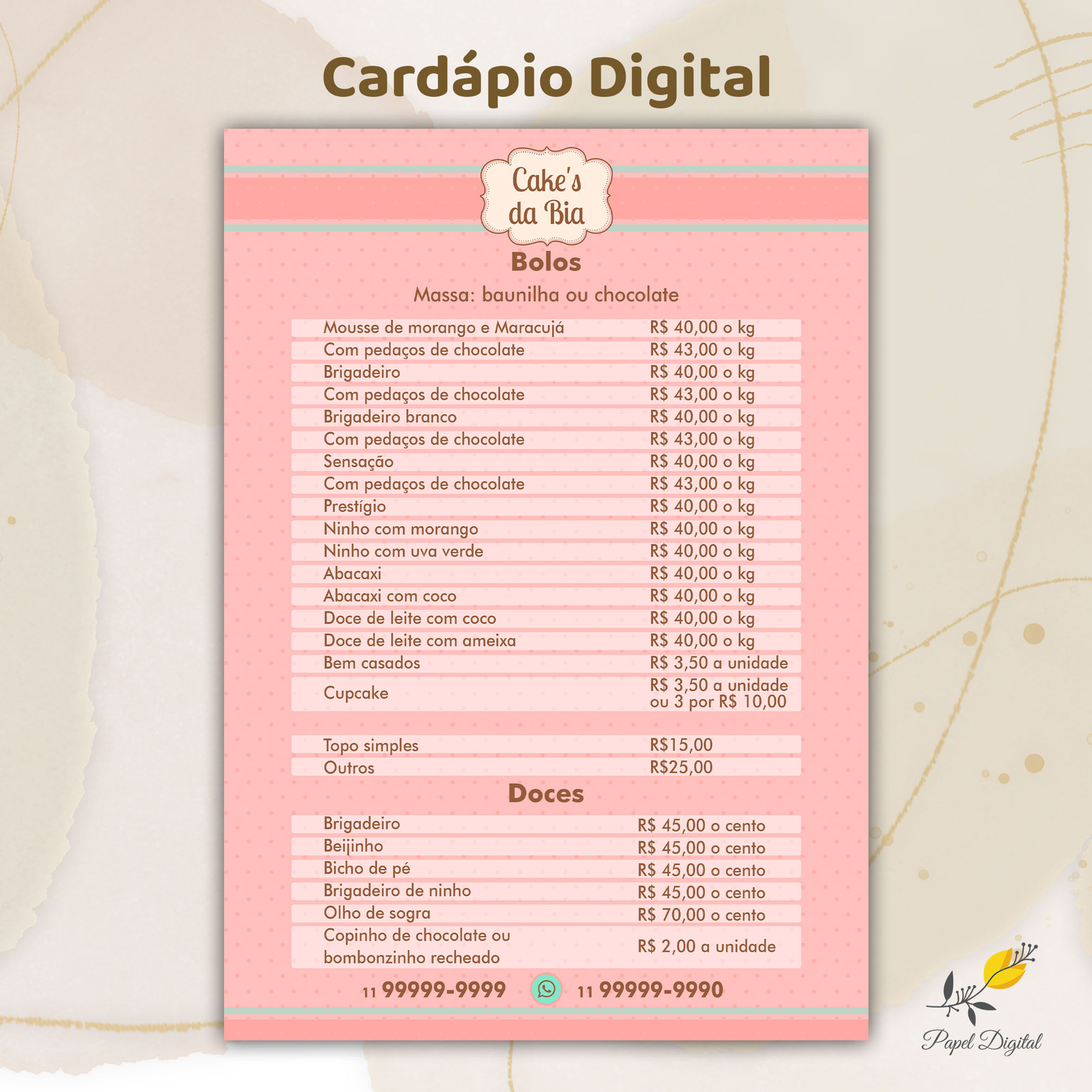 Cardápio Digital Modelo 5