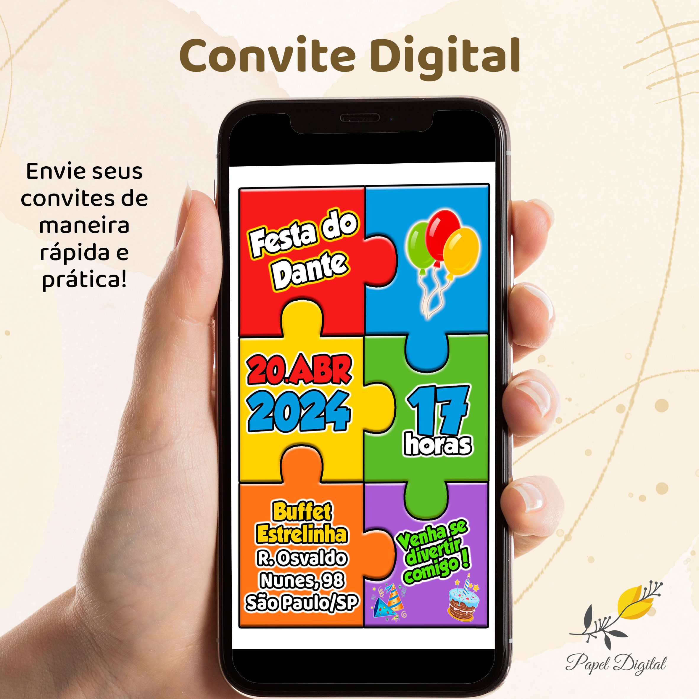 Convite Digital Quebra Cabeça