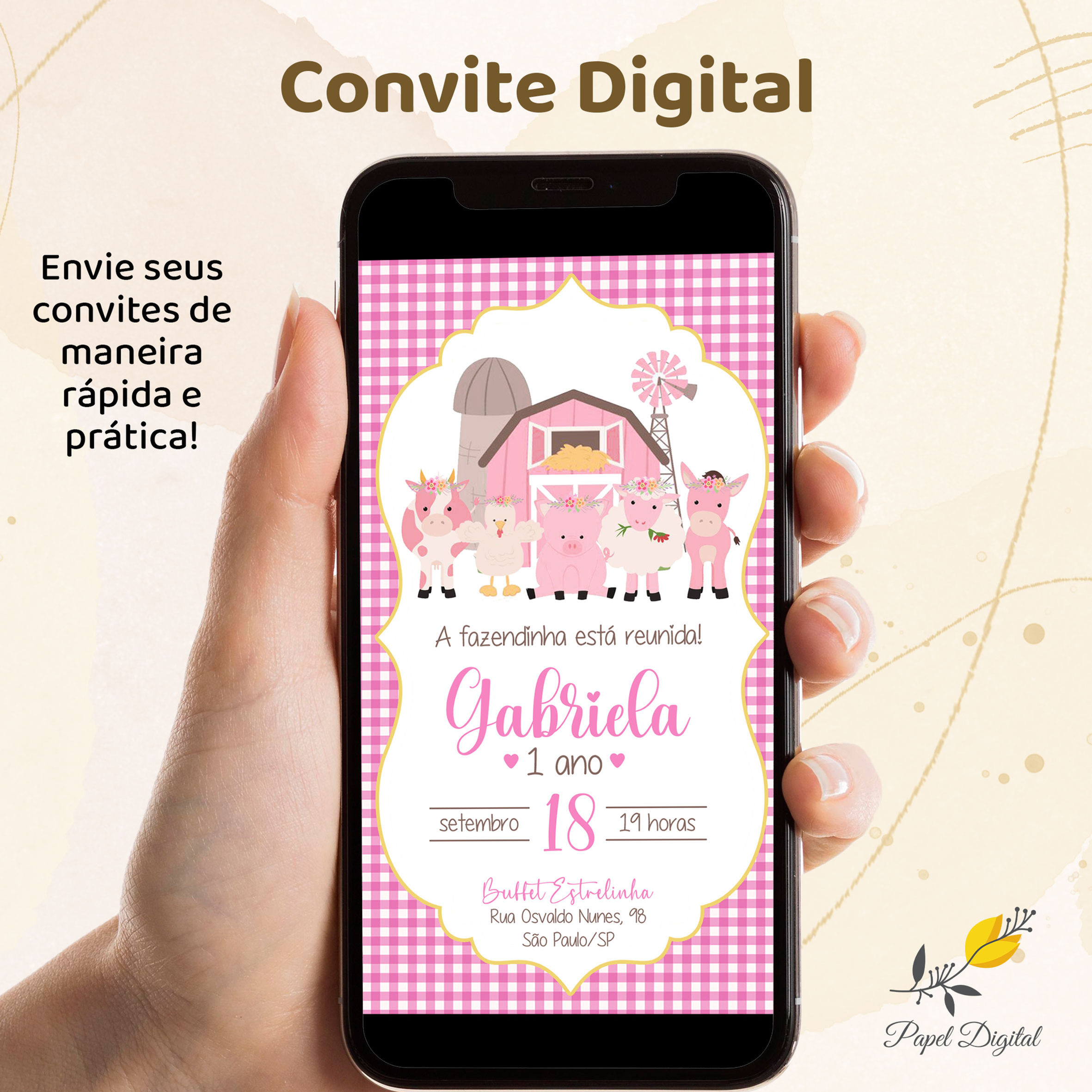 Convite Digital Fazendinha Modelo 5