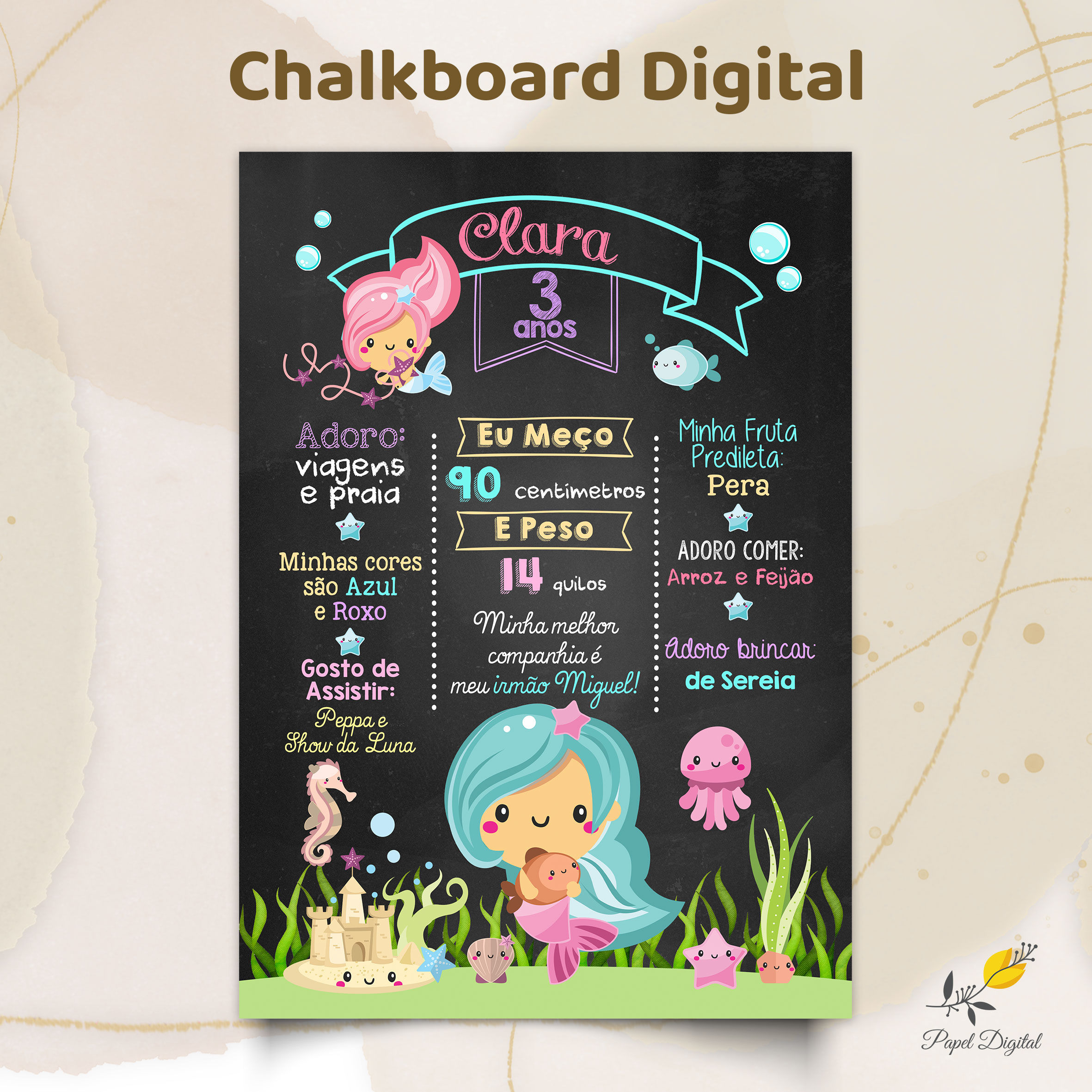Chalkboard Digital Sereia Modelo 1