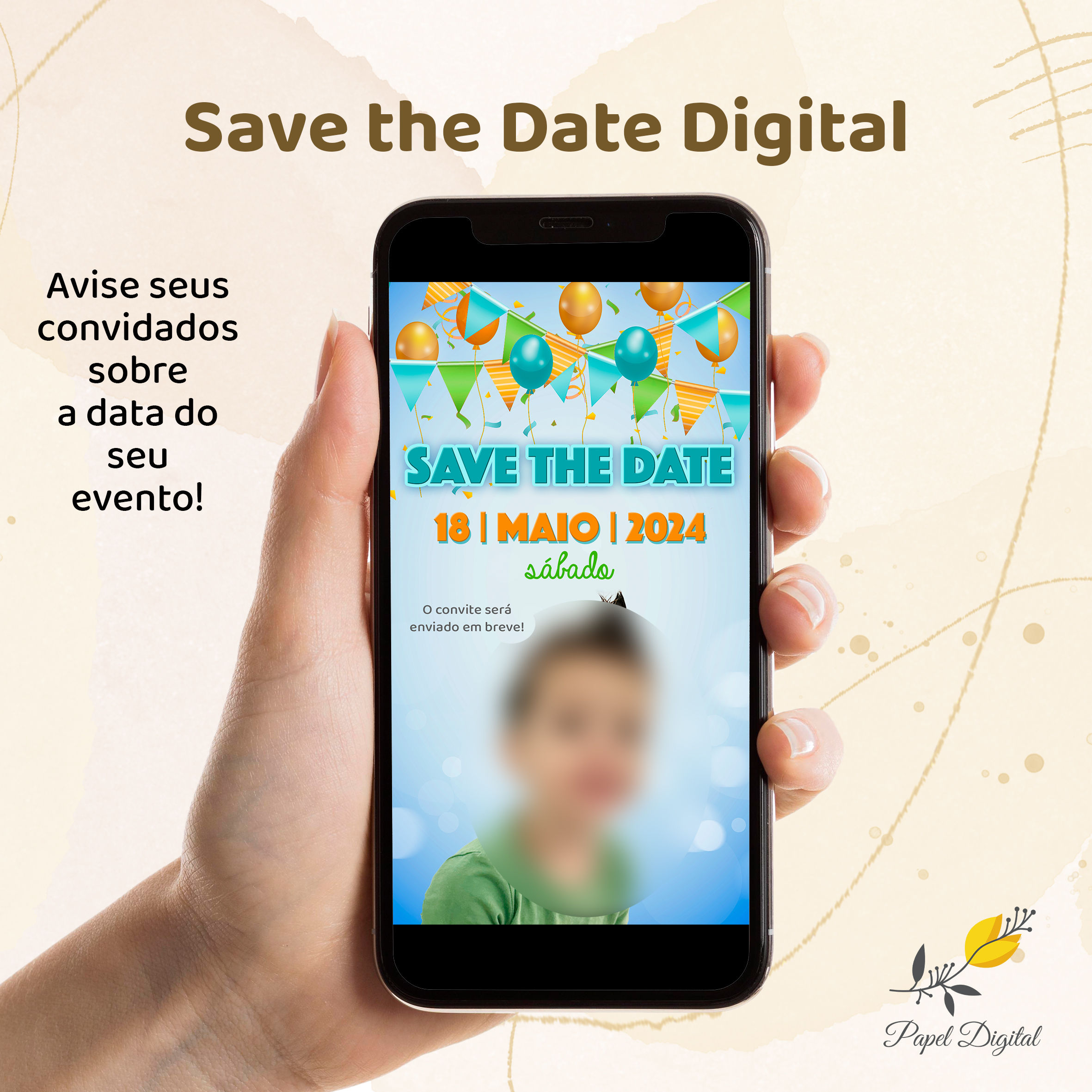 Save the Date Digital sem tema com foto