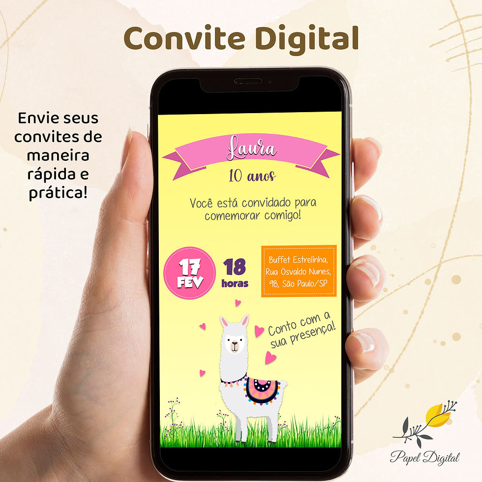 Convite Digital Lhama