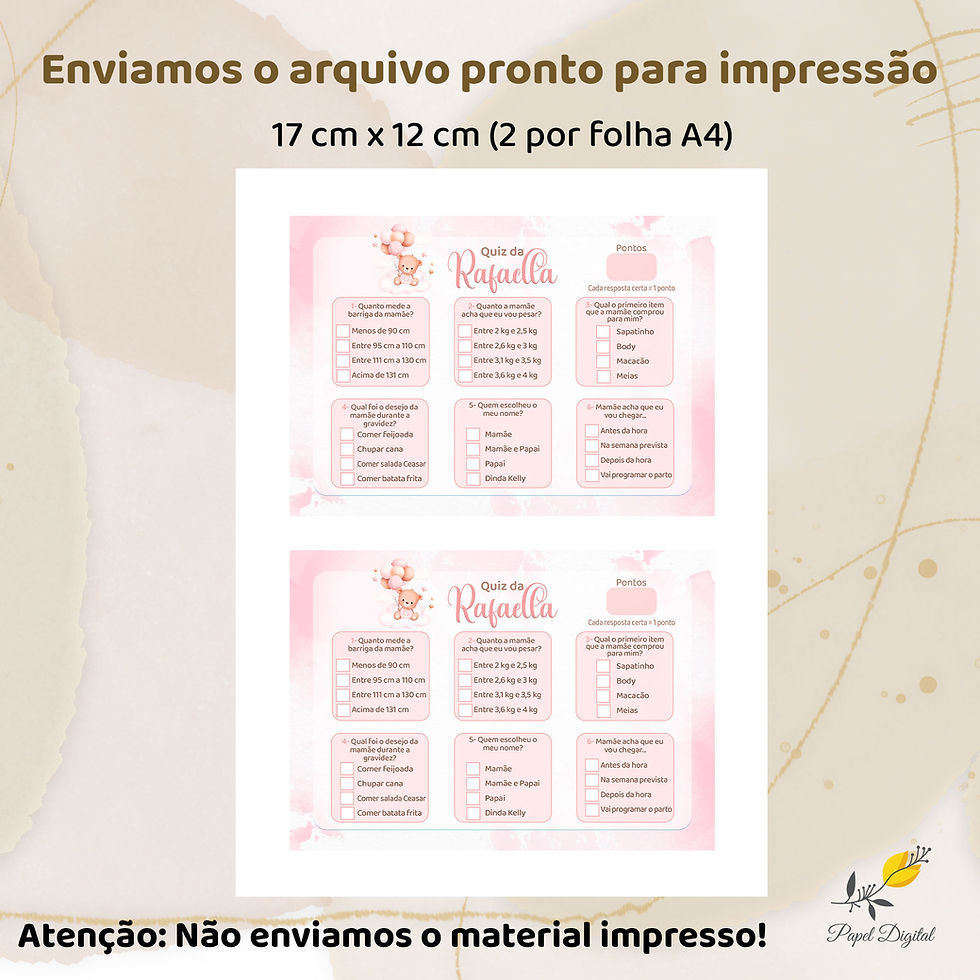 Miniatura: Quiz Chá de Bebê - Arquivo Digital