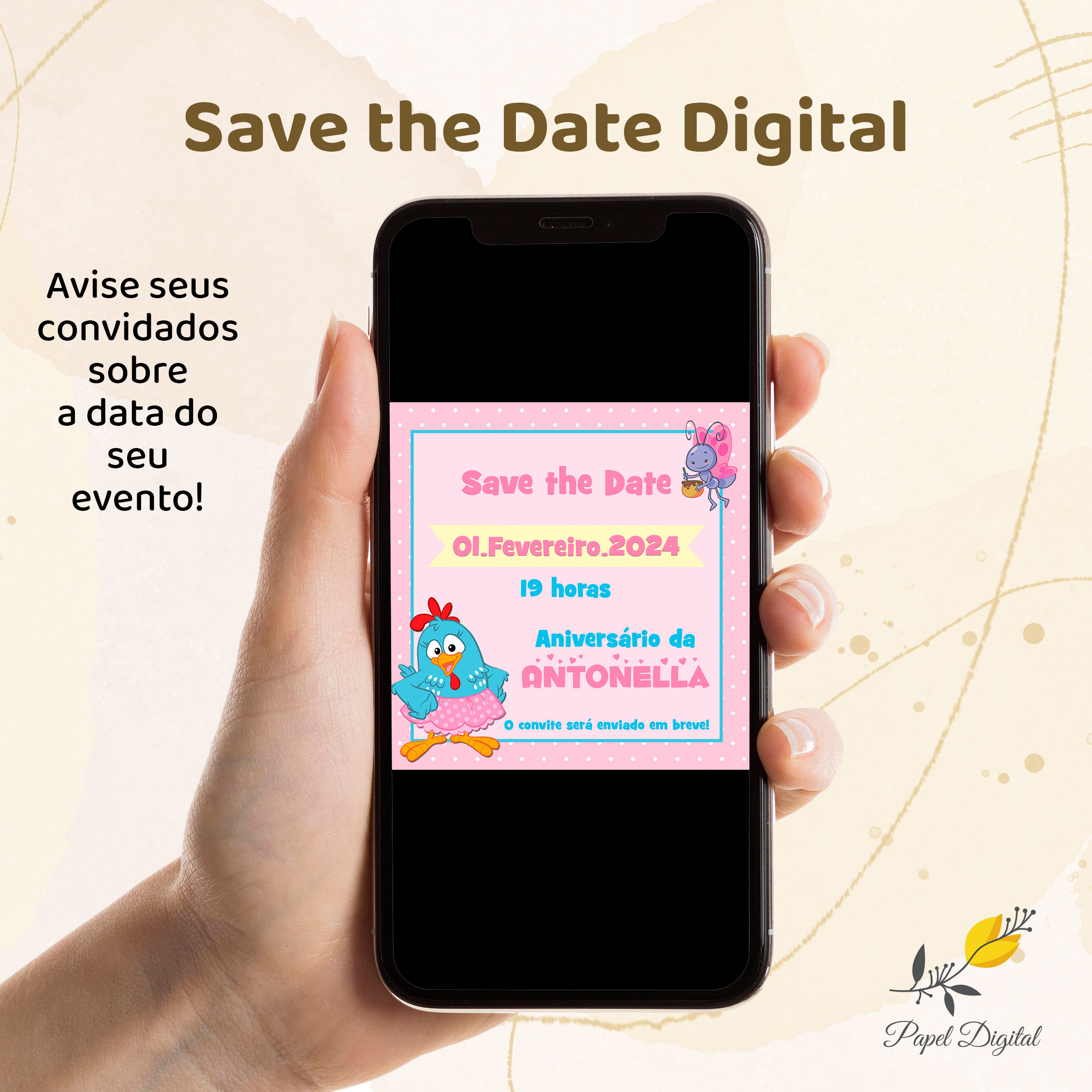 Save the Date Galinha Pintadinha Modelo 2