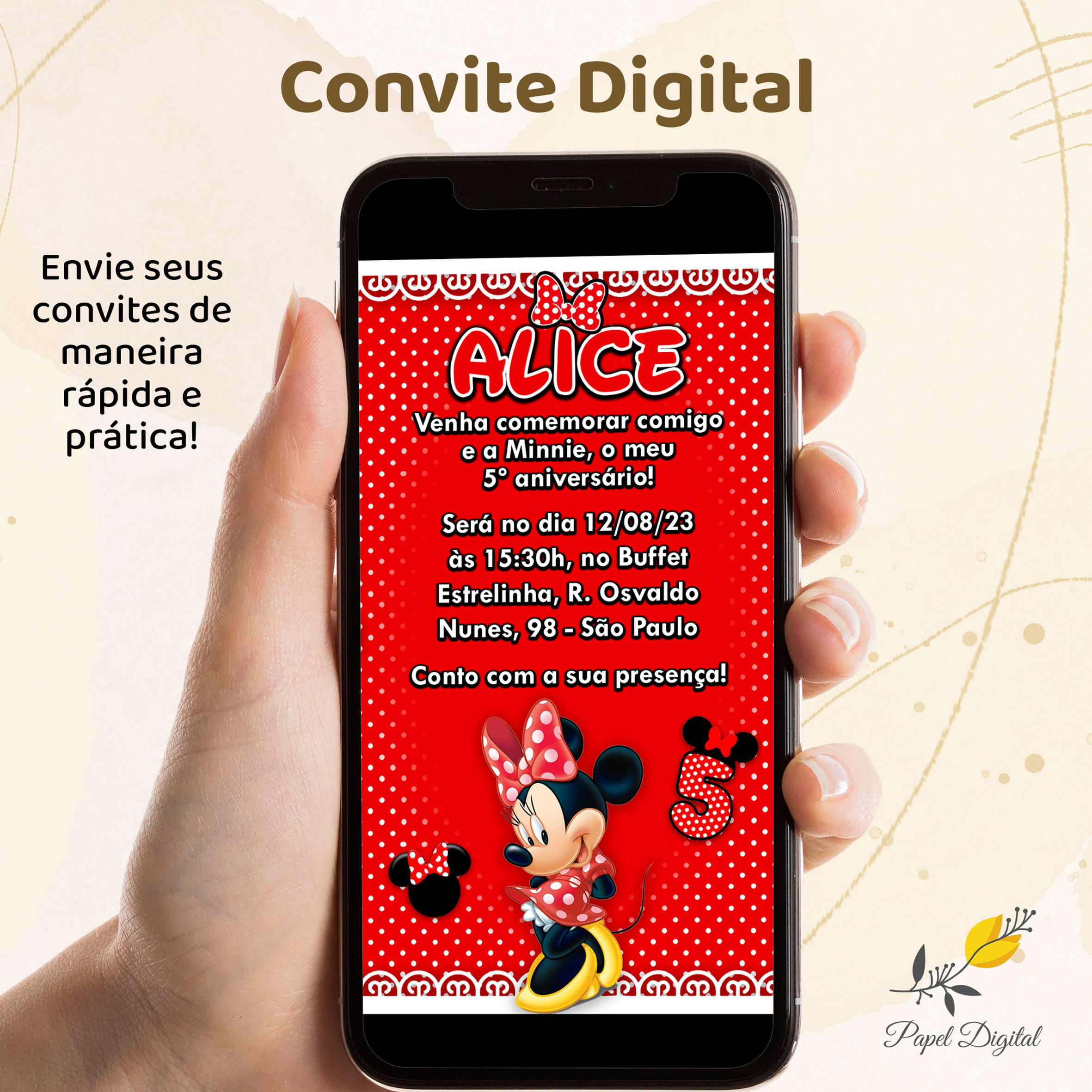 Convite Digital Minnie Modelo 3