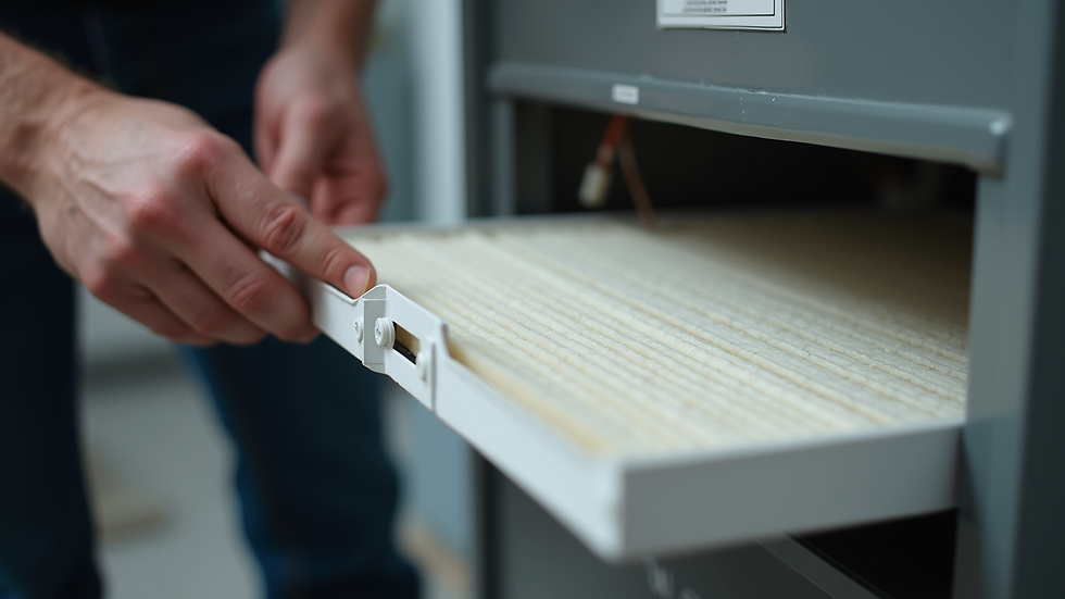 Close-up view of a furnace filter being replaced during maintenance