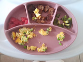 Nutritious homemade meal prepare for a baby using the Baby-Led Weaning method.