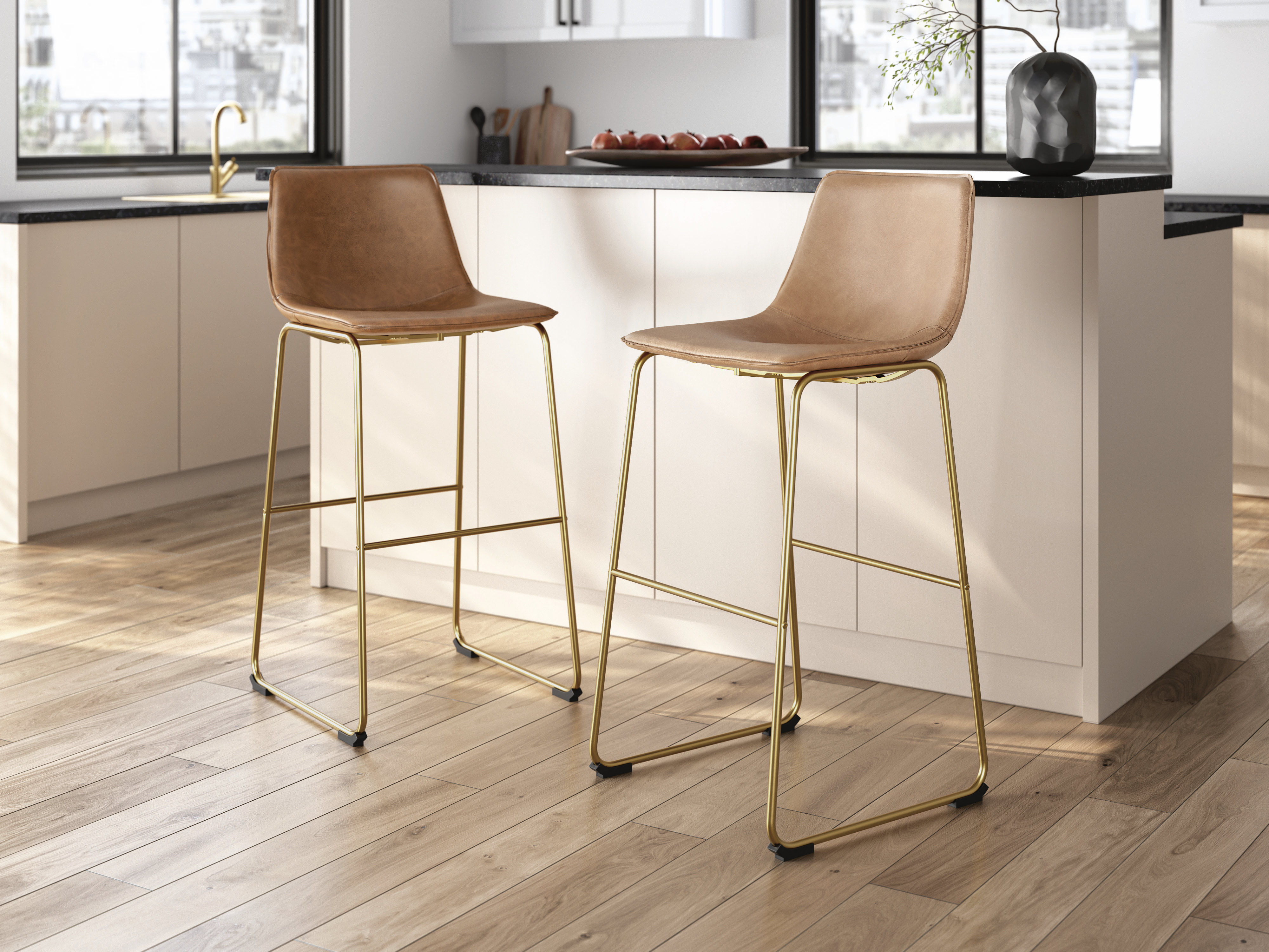 D373-224 24" Brown/Gold Counter Barstool