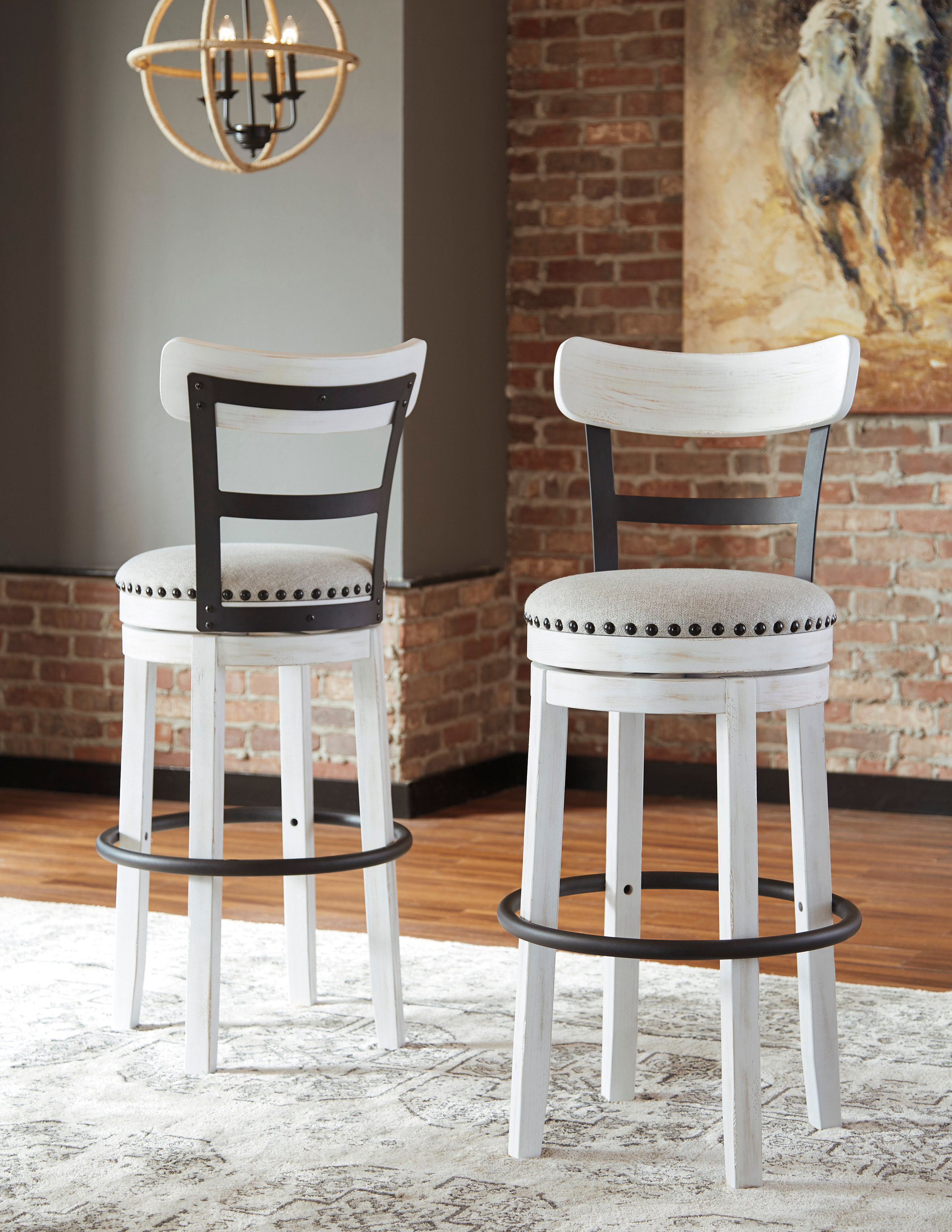 D546-530 30" White Swivel Barstool