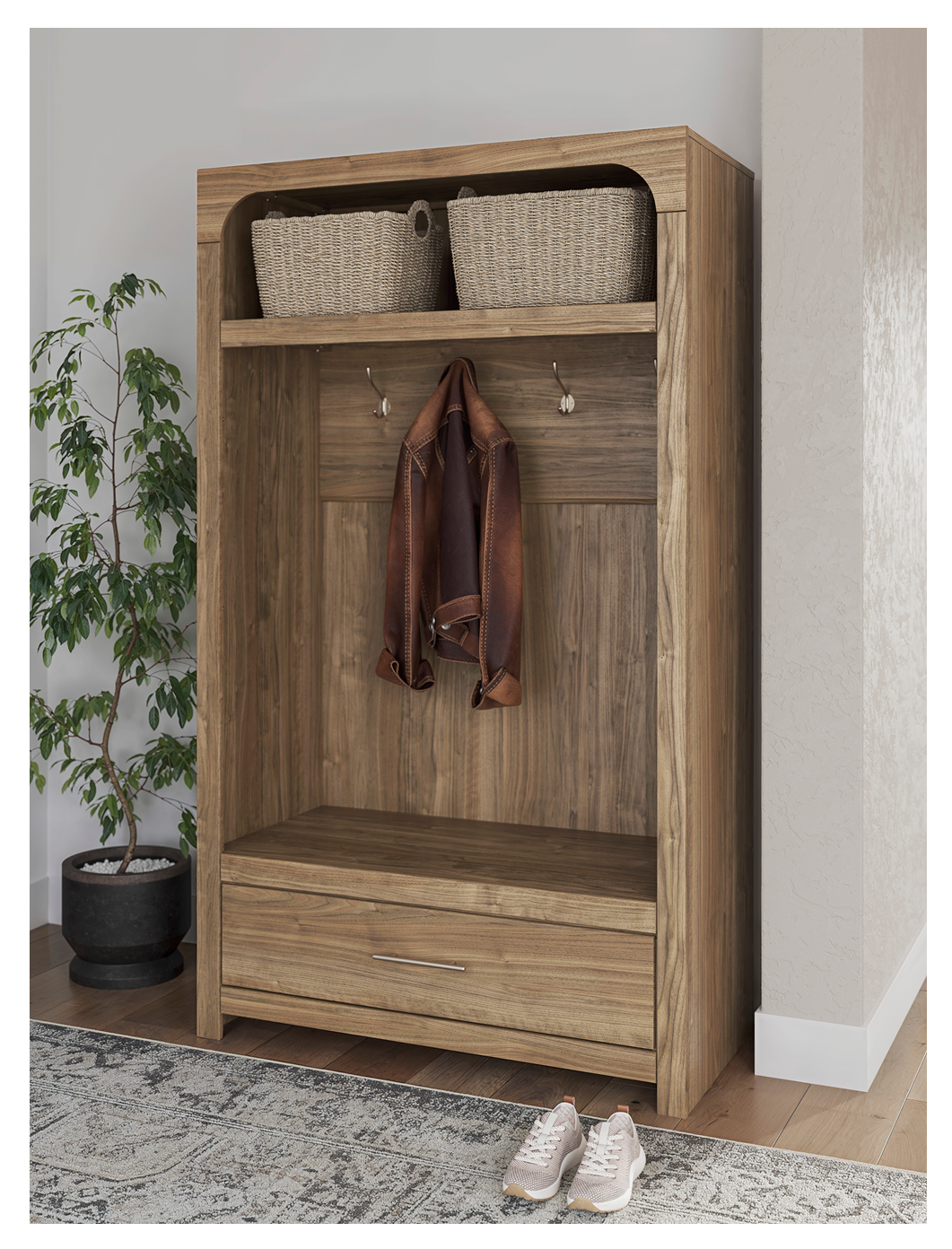 Ashley W1121-79 Brown Hall Tree with Storage Bench