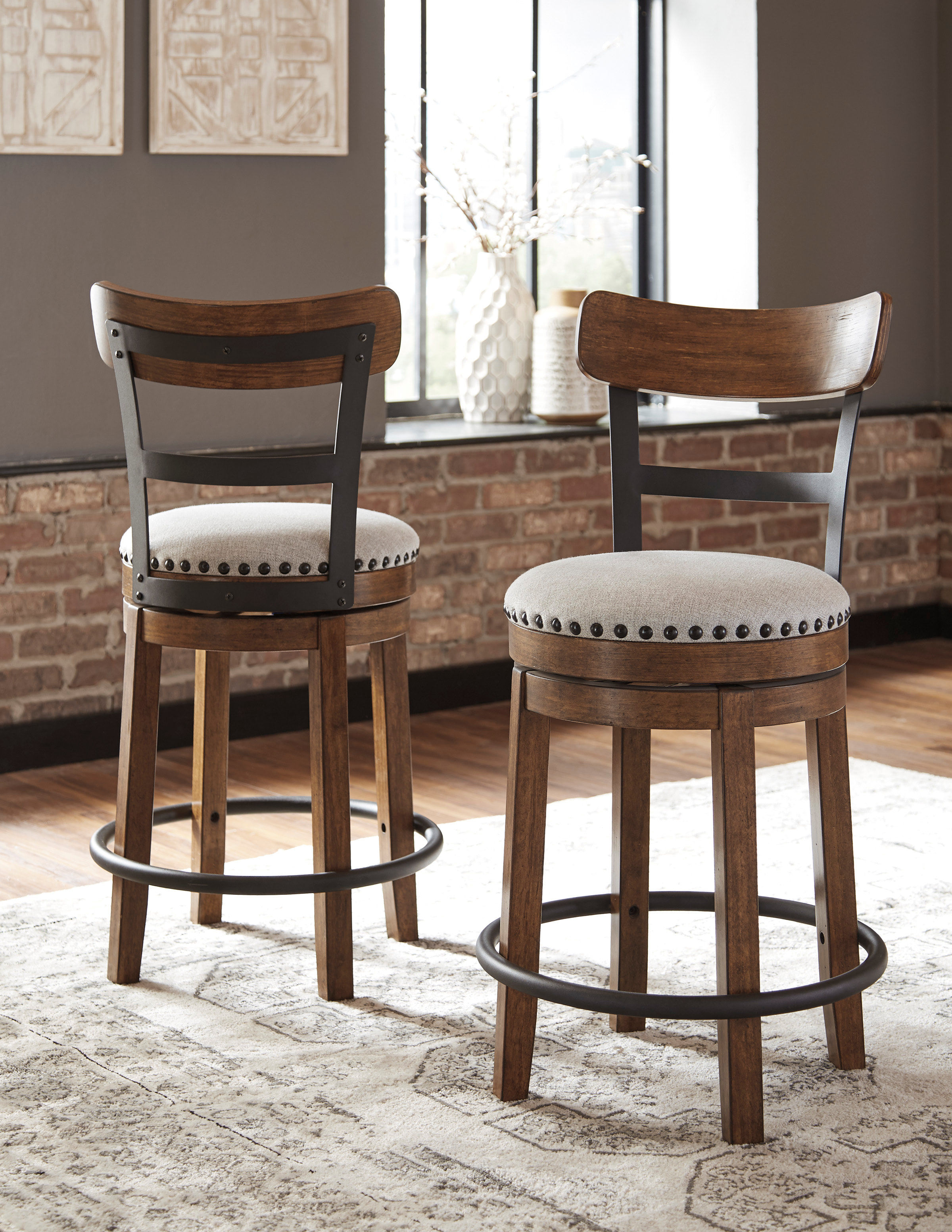 D546-424 24" Brown Swivel Counter Barstool
