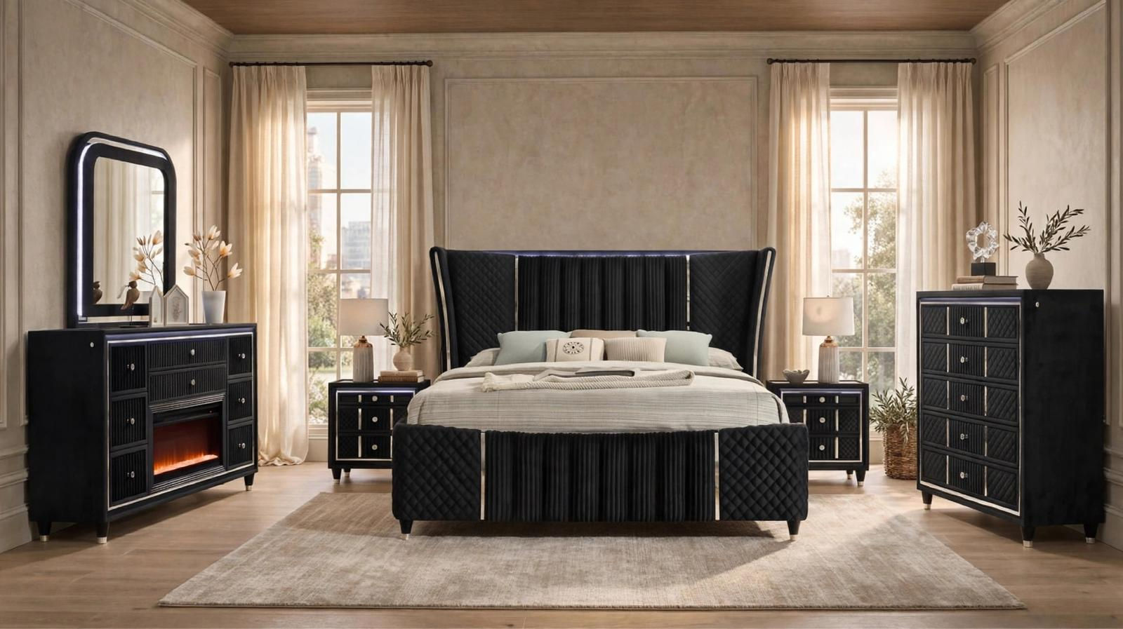 Cleopatra Black Bedroom Set