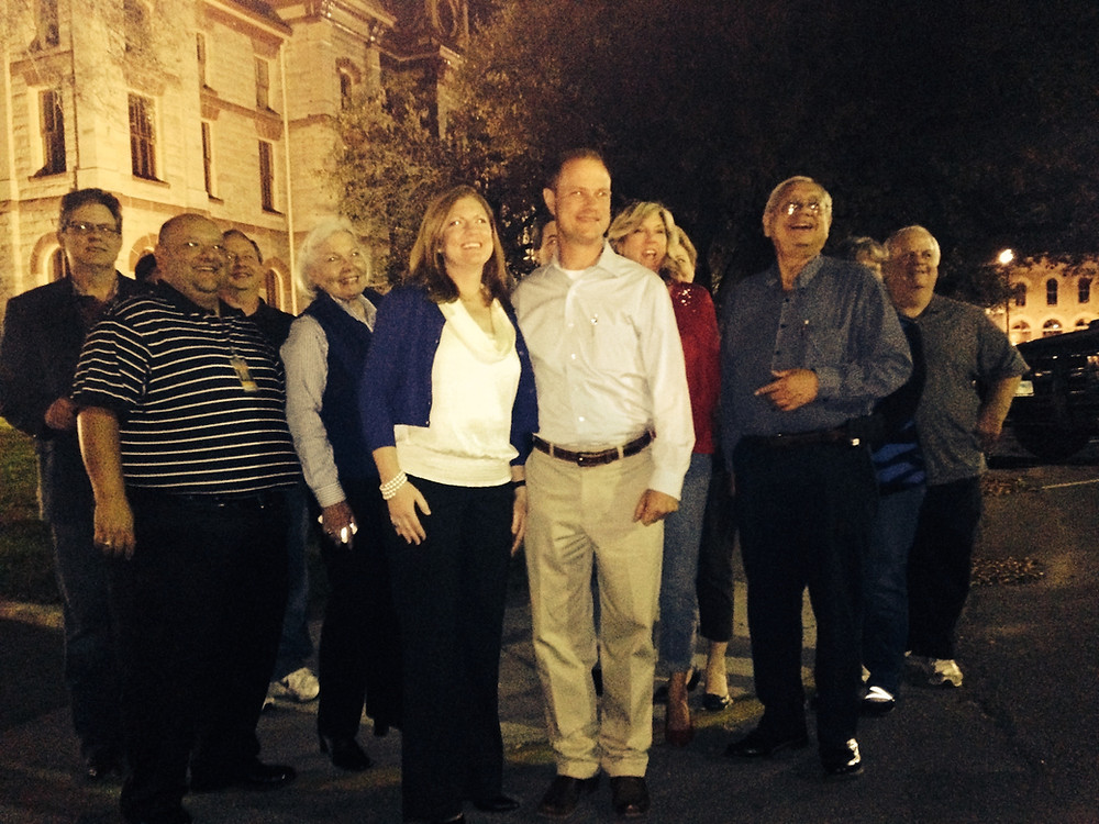 We attended a lovely party put on by John and Rachelle Cyrier last night in Lockhart on the town square.