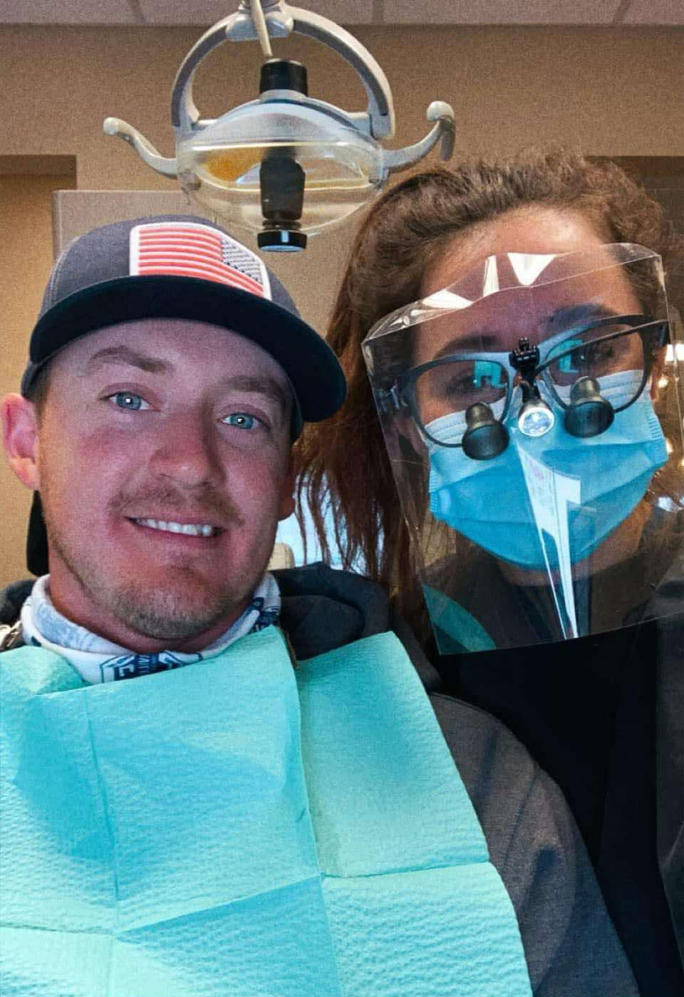 dental hygienist and Fayette County WV wedding venue owner pictured with a patient at a 6-month dental cleaning appointment.